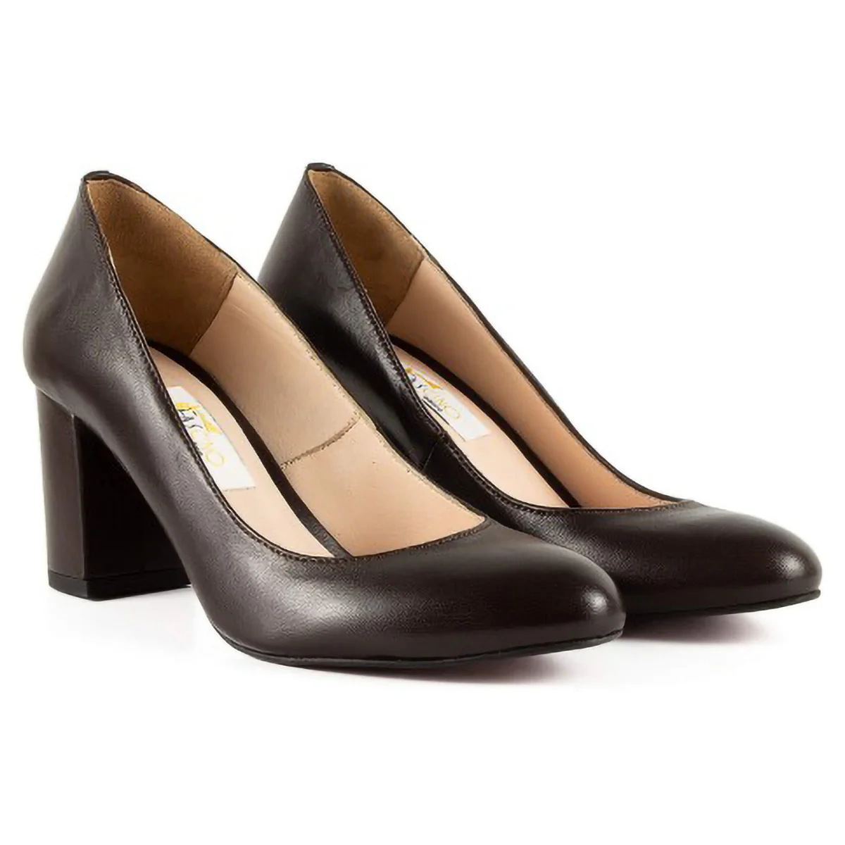 Pantofi dama din piele naturala maro cu toc gros 6 cm 15733 - Image 2