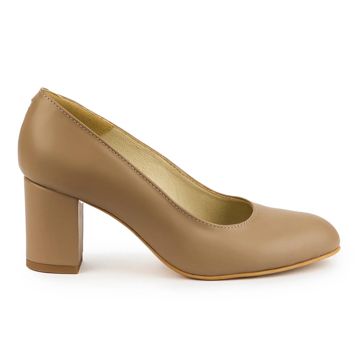 Pantofi dama din piele naturala maro cu toc gros 7 cm 14871