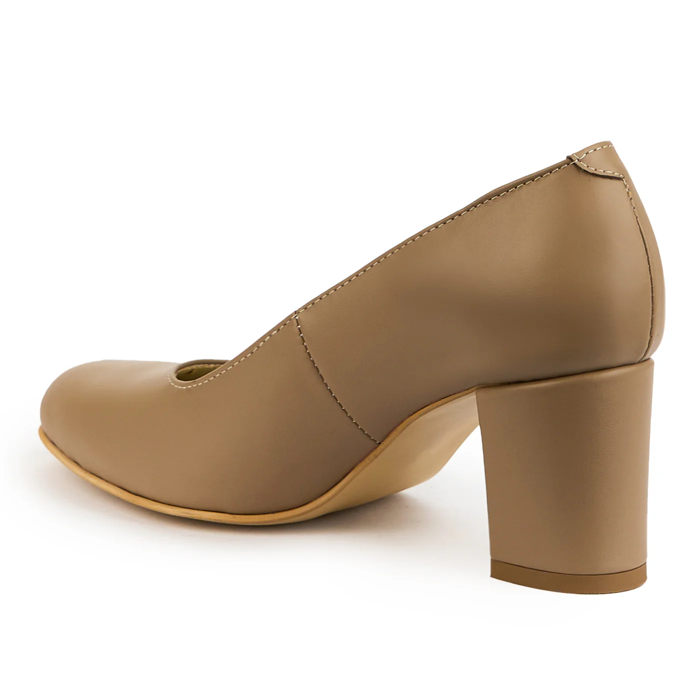 Pantofi dama din piele naturala maro cu toc gros 7 cm 14871 - Image 2