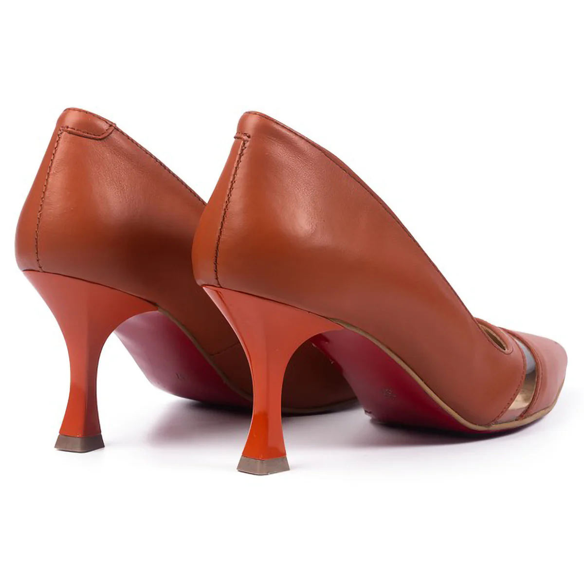 Pantofi dama din piele naturala maro cu toc subtire 7 cm 15784 - Image 2