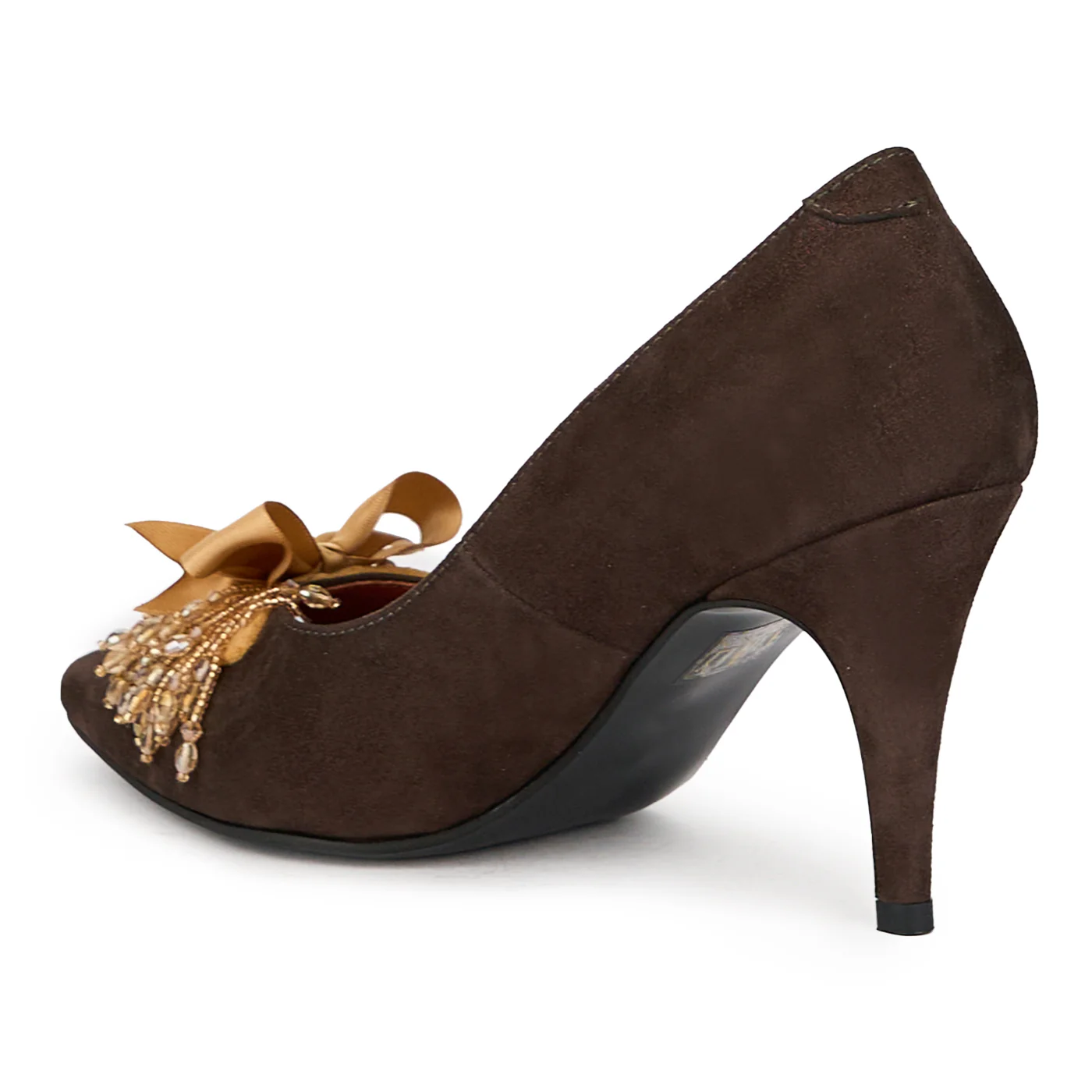 Pantofi dama din piele naturala maro cu toc subtire 8.5 cm 15704 - Image 2