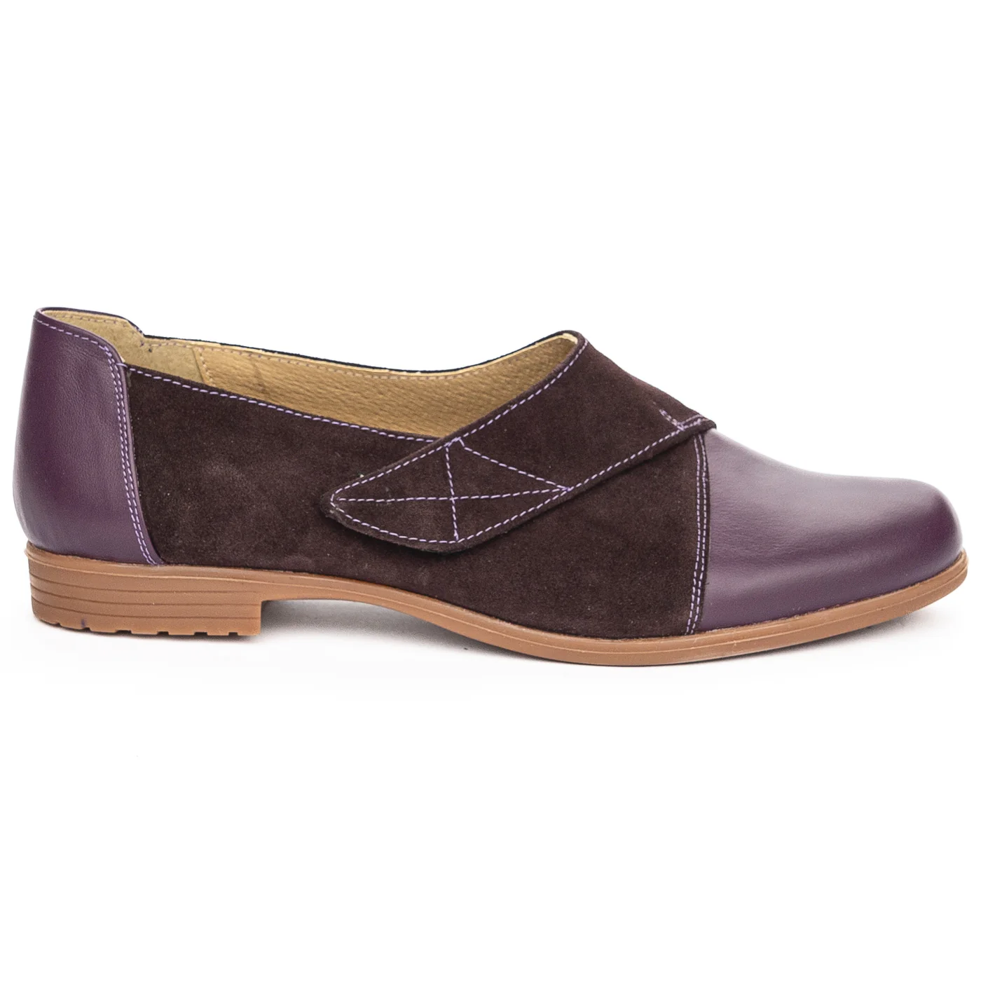 Pantofi dama din piele naturala mov 13946
