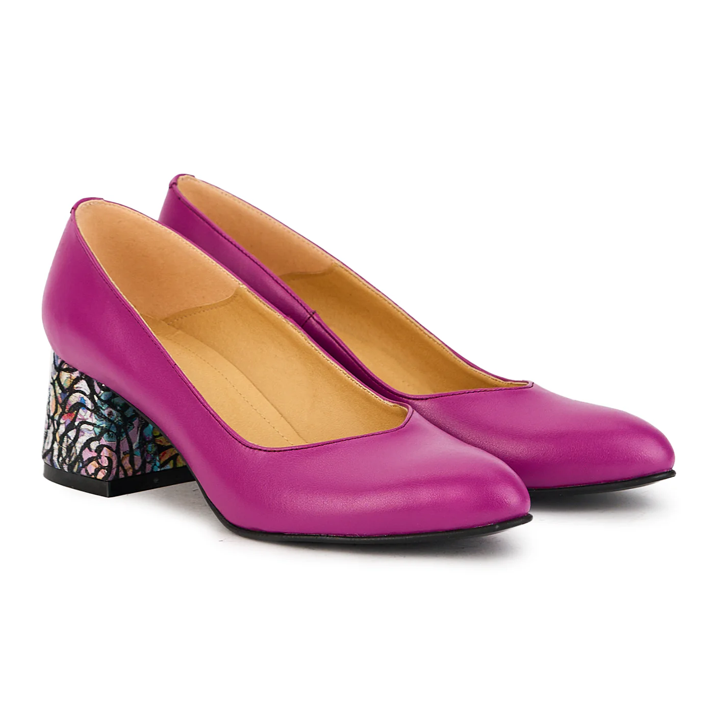 Pantofi dama din piele naturala mov cu toc 6 cm 17393 - Image 4