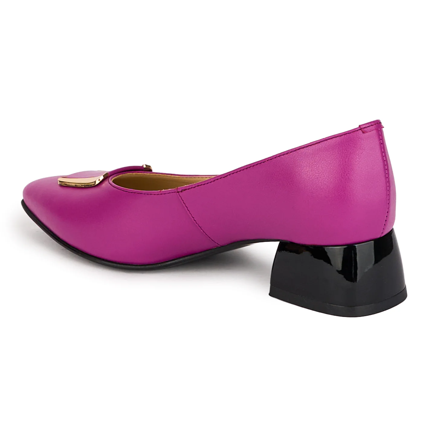 Pantofi dama din piele naturala mov cu toc gros 4 cm 18561 - Image 2
