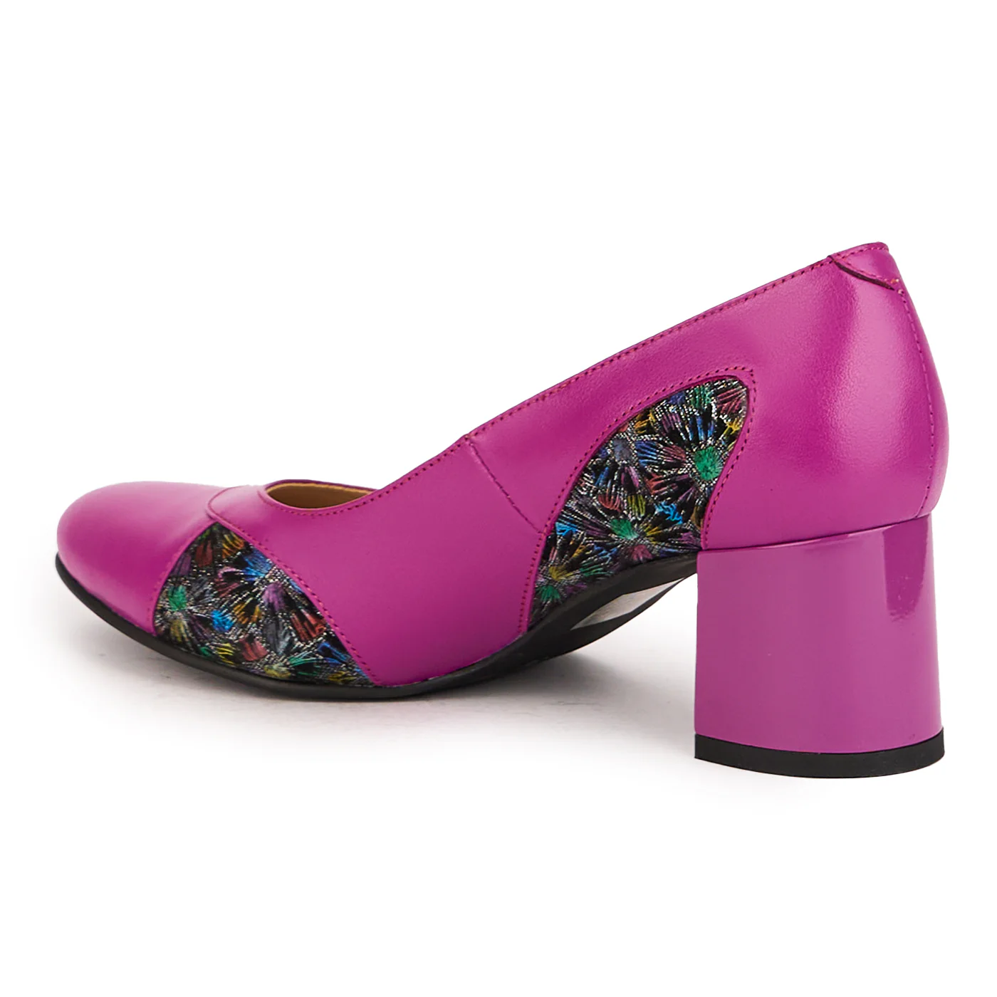 Pantofi dama din piele naturala mov cu toc gros 5.5 cm 16608 - Image 2