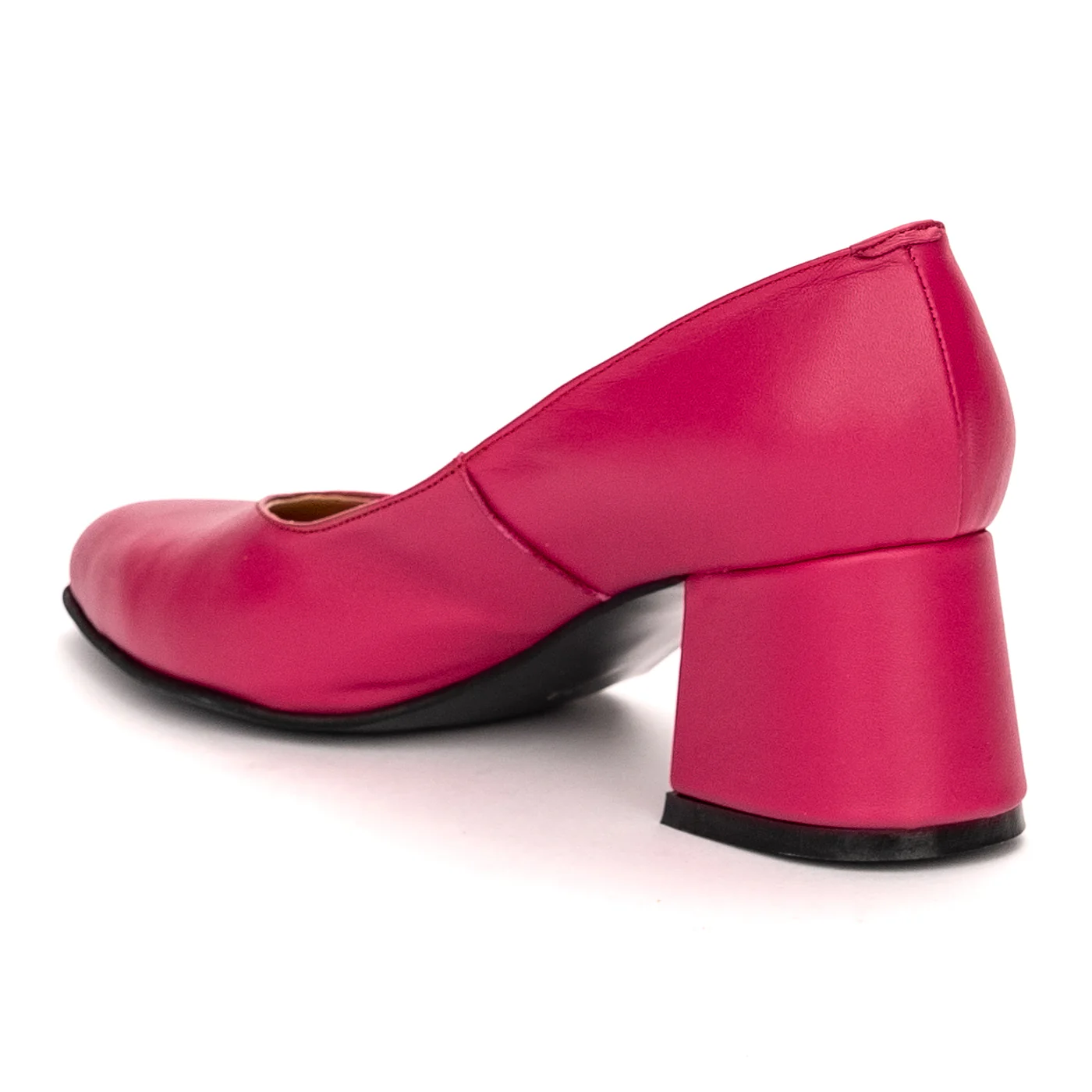 Pantofi dama din piele naturala mov cu toc gros 6 cm 13439 - Image 2