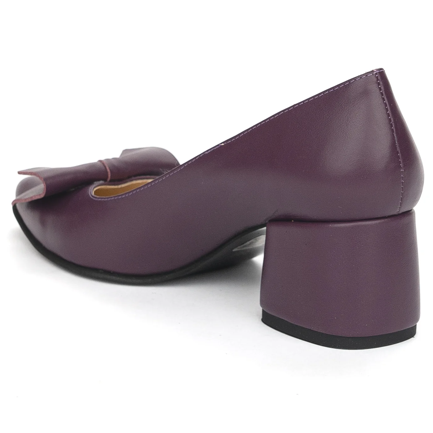 Pantofi dama din piele naturala mov cu toc gros 6 cm 13907 - Image 2