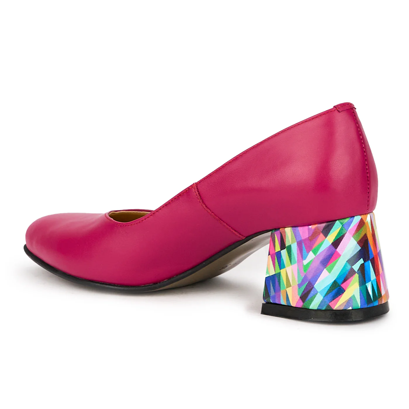 Pantofi dama din piele naturala mov cu toc gros 6 cm 15982 - Image 2