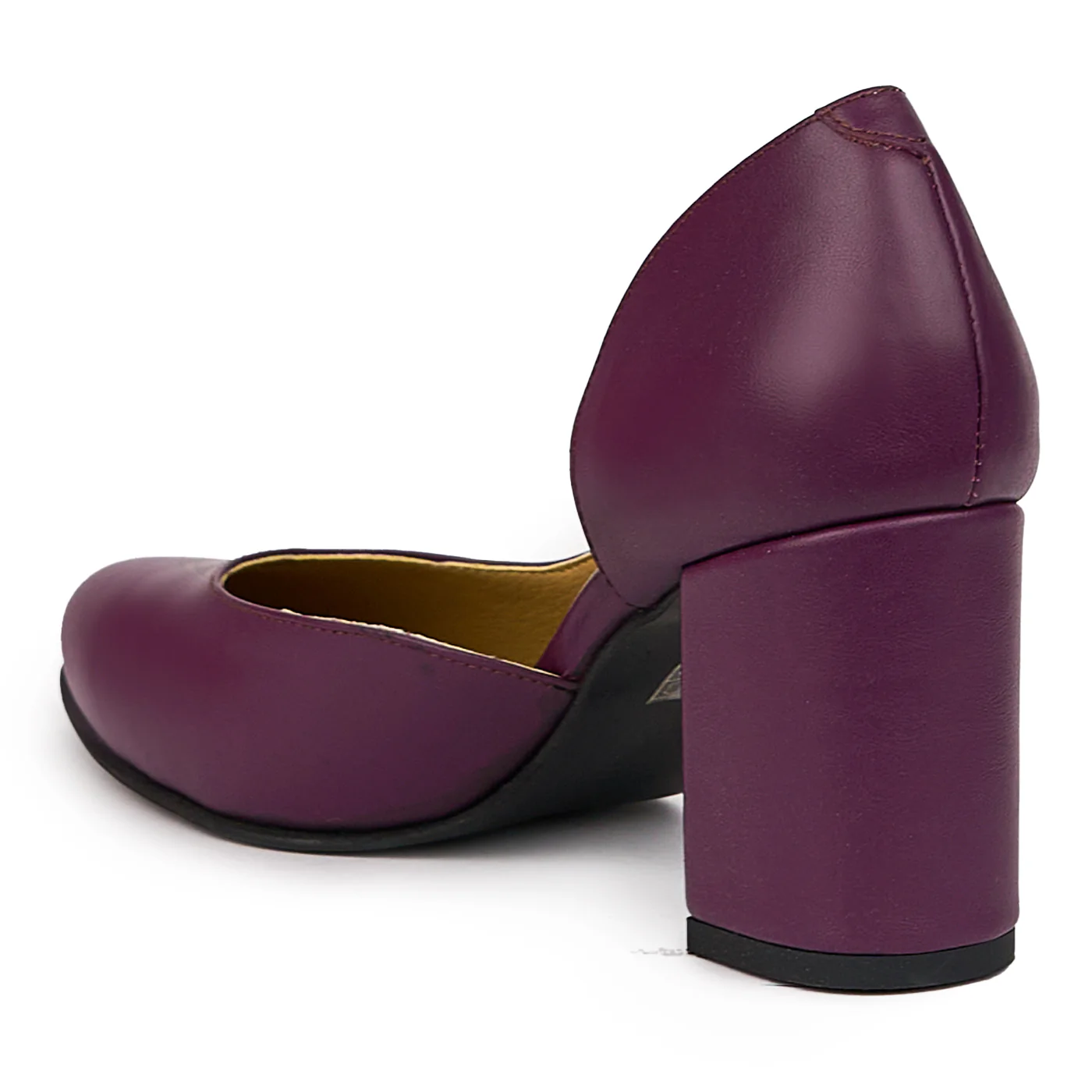 Pantofi dama din piele naturala mov cu toc gros 8 cm 14387 - Image 2