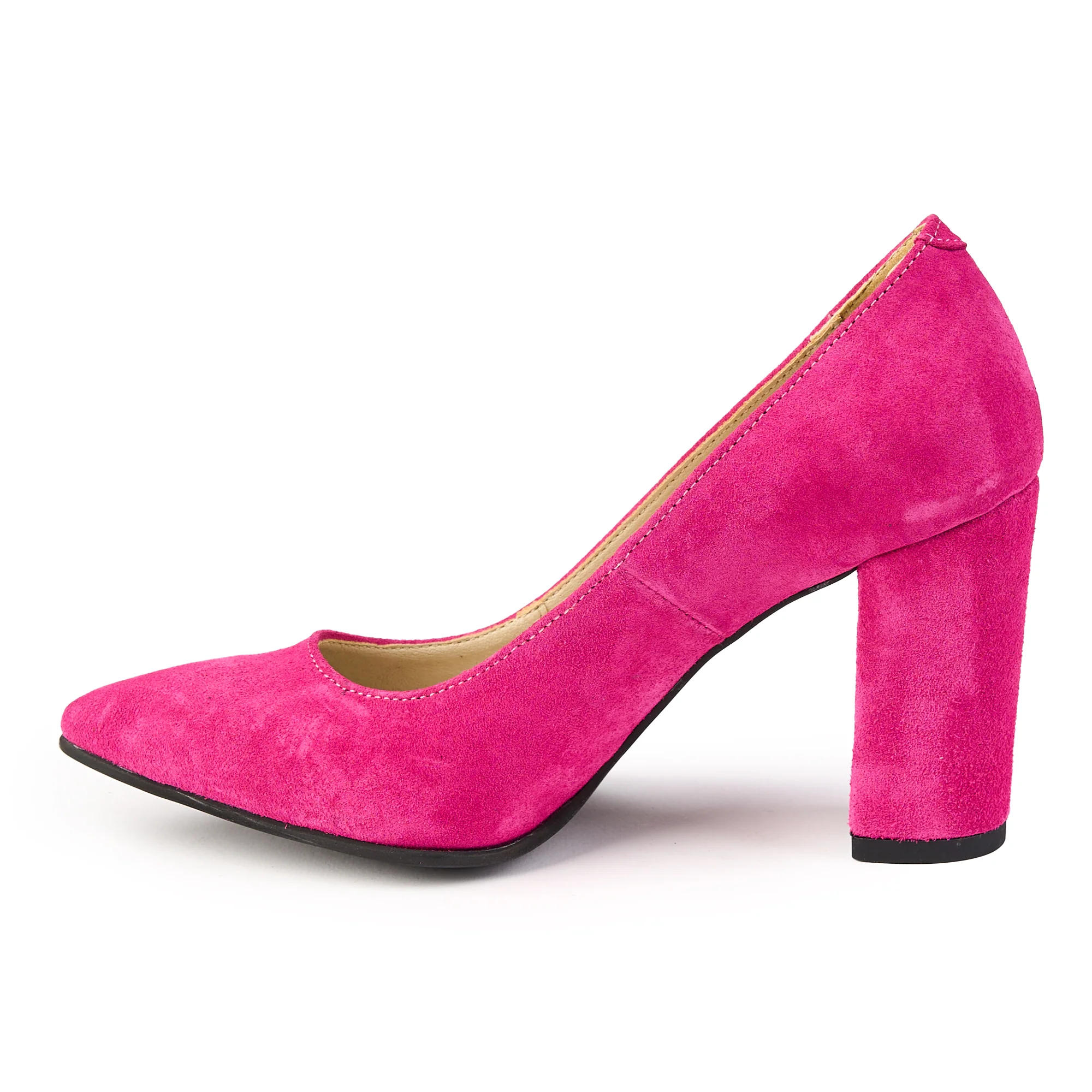 Pantofi dama din piele naturala mov cu toc gros 9 cm 14829 - Image 2