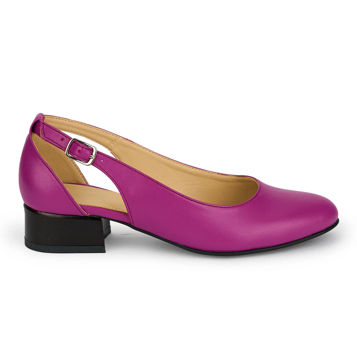Pantofi dama din piele naturala mov cu toc mic 3 cm 19419