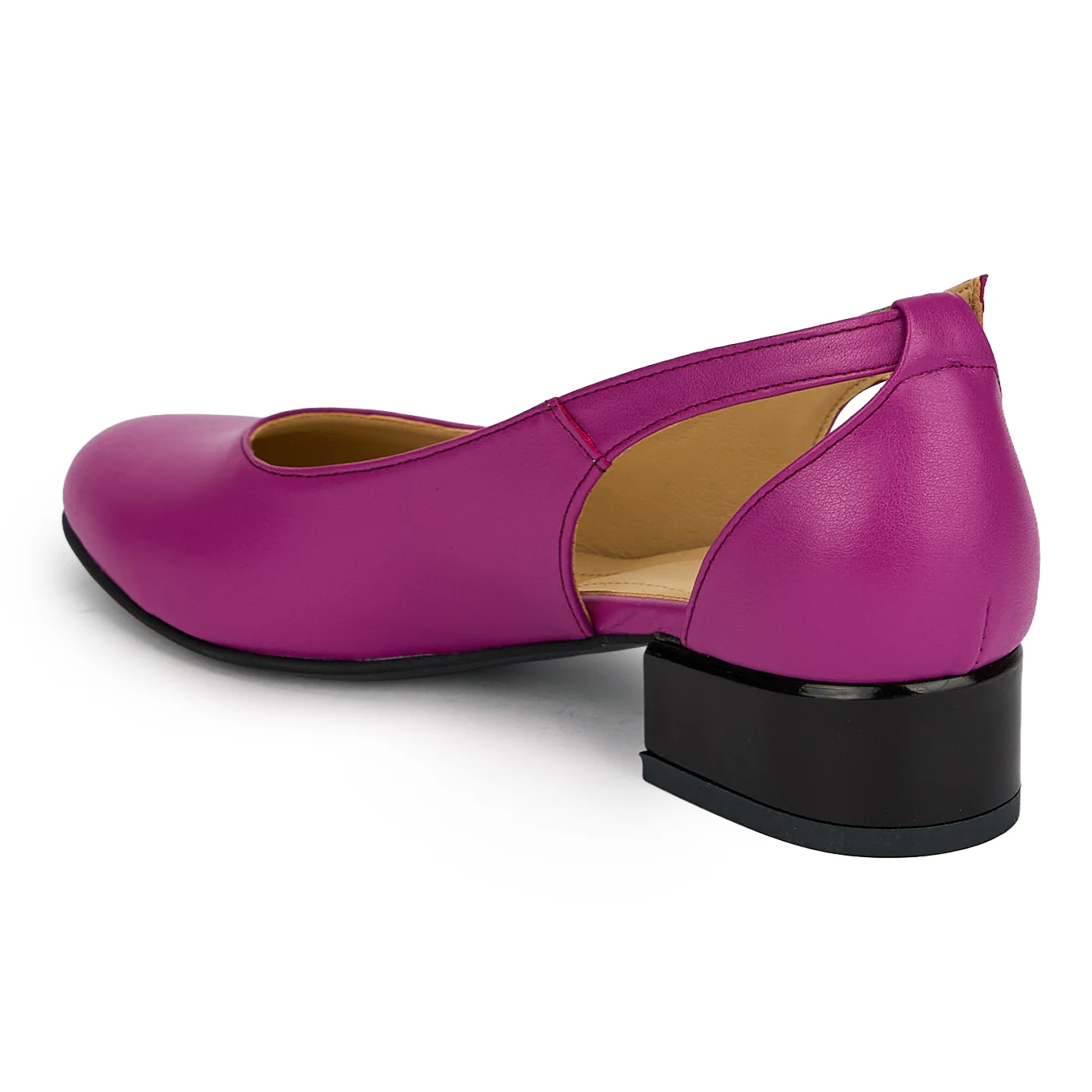 Pantofi dama din piele naturala mov cu toc mic 3 cm 19419 - Image 3