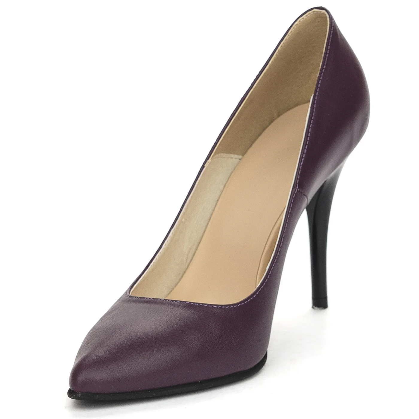 Pantofi dama din piele naturala mov cu toc subtire 10 cm 13847 - Image 3