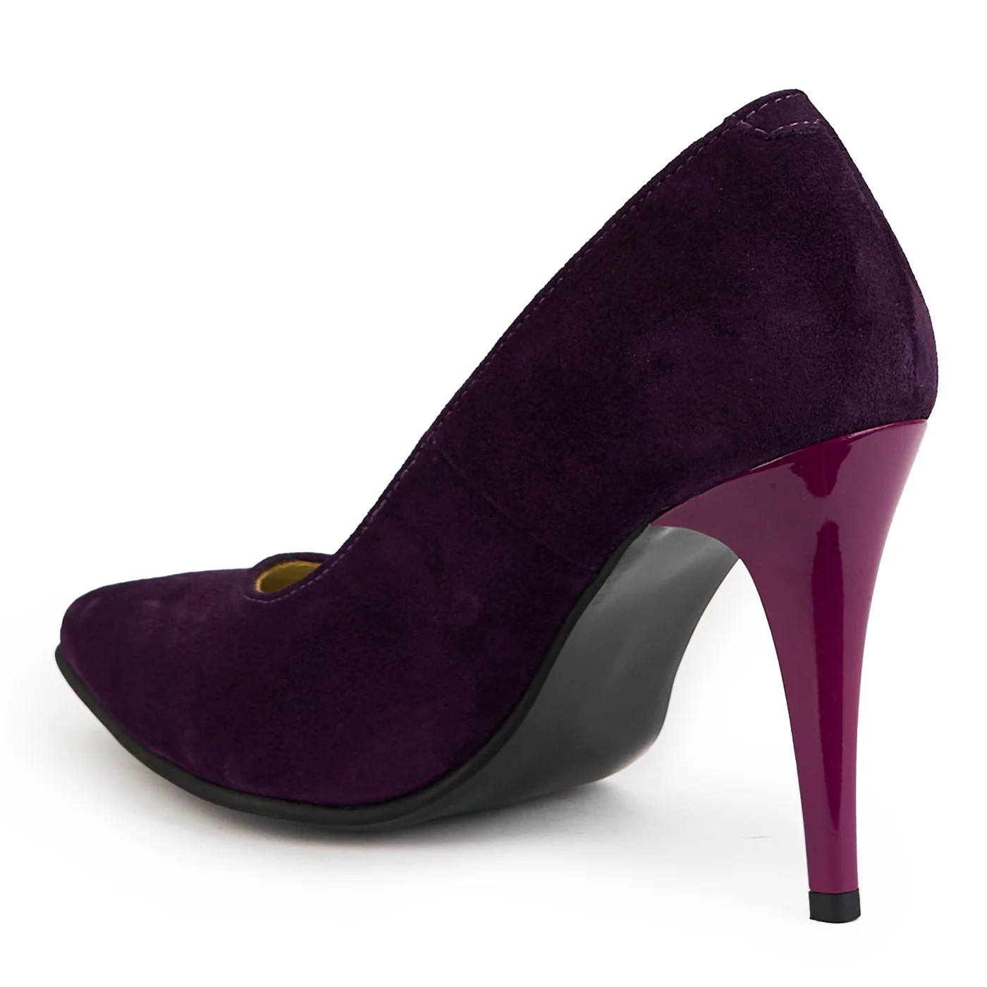 Pantofi dama din piele naturala mov cu toc subtire 10 cm 14875 - Image 2