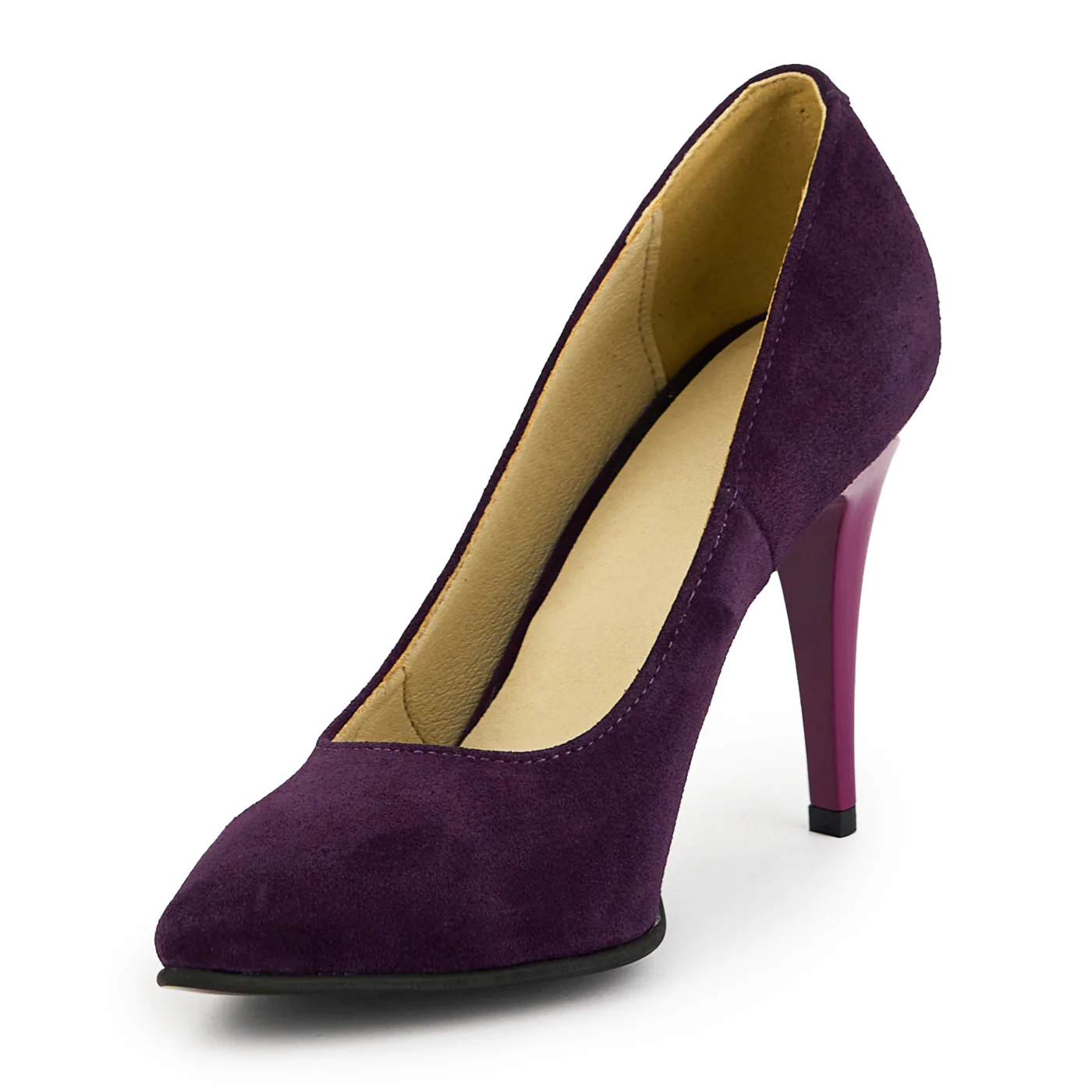 Pantofi dama din piele naturala mov cu toc subtire 10 cm 14875 - Image 3