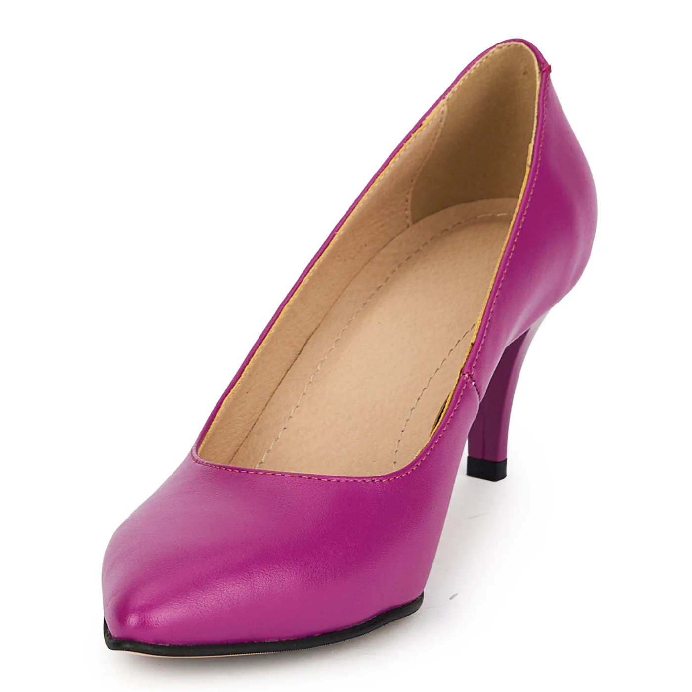 Pantofi damă din piele naturală mov cu toc subtire 7 cm 19716 - Image 3