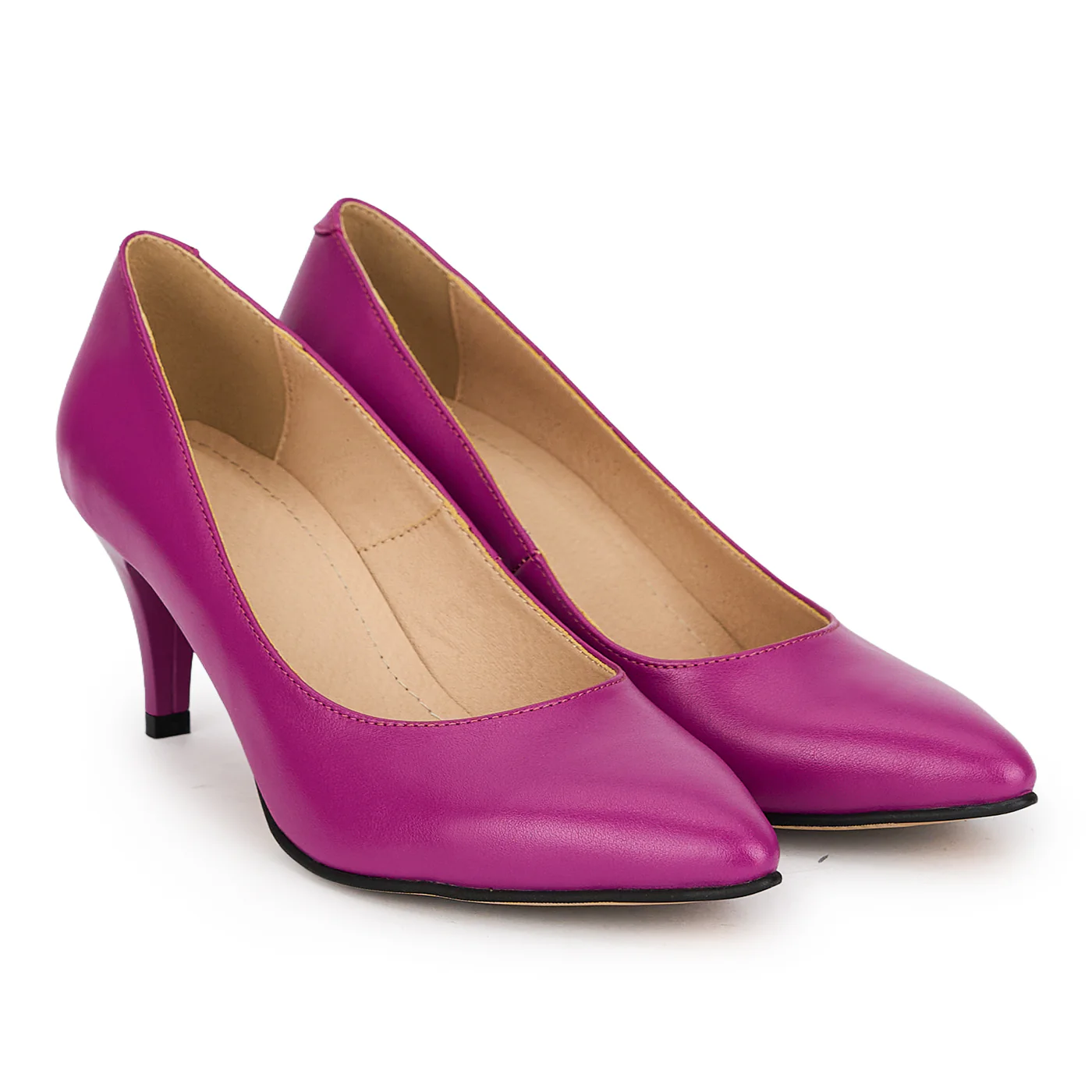 Pantofi damă din piele naturală mov cu toc subtire 7 cm 19716 - Image 4