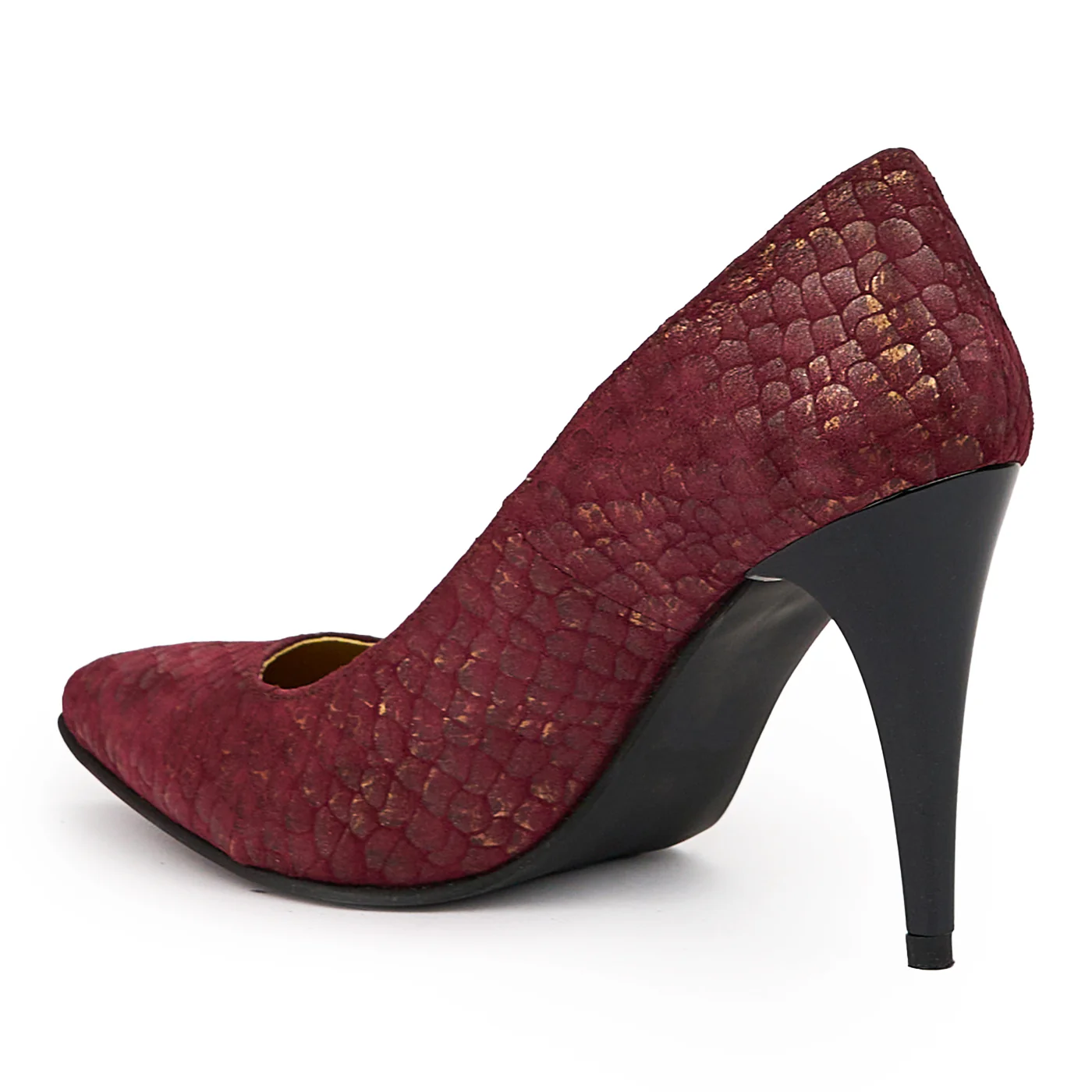 Pantofi dama din piele naturala mov cu toc subtire 9.5 cm 14423 - Image 2