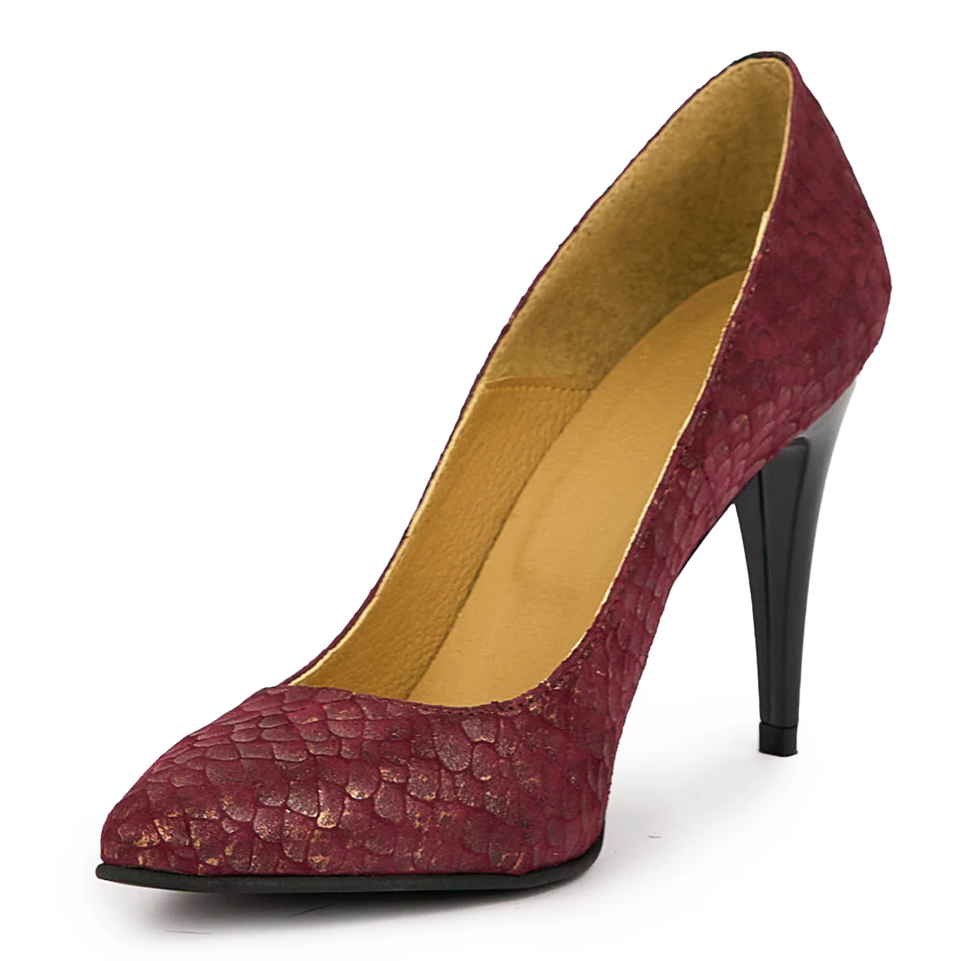 Pantofi dama din piele naturala mov cu toc subtire 9.5 cm 14423 - Image 3