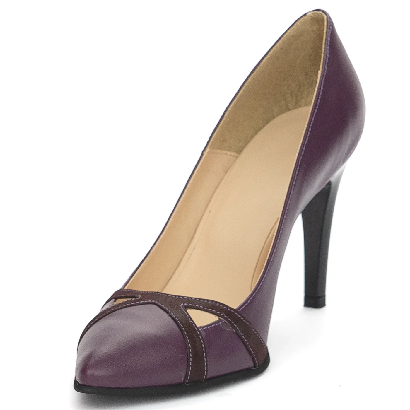 Pantofi dama din piele naturala mov cu toc subtire 9 cm 13893 - Image 3