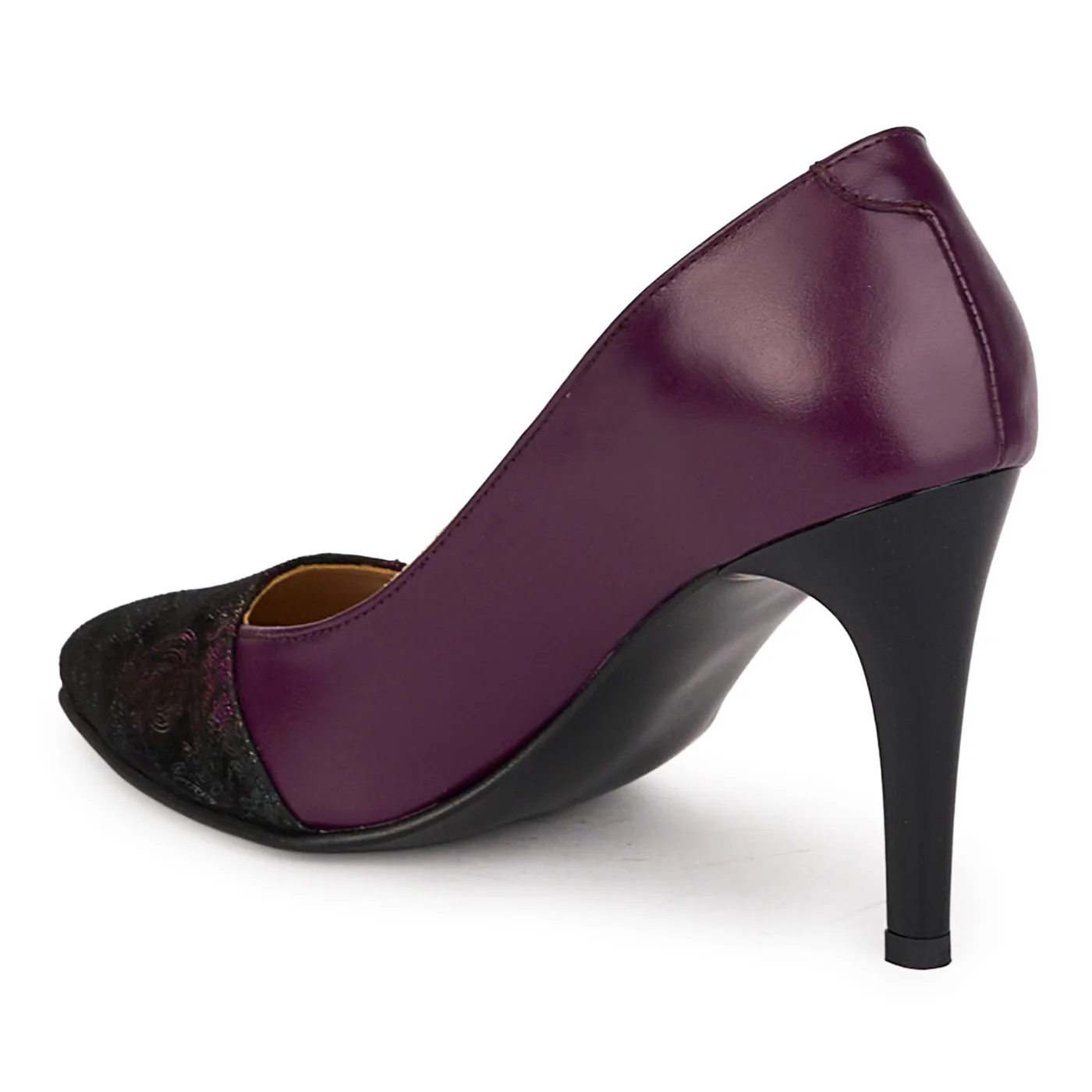Pantofi dama din piele naturala mov cu toc subtire 9 cm 18500 - Image 2