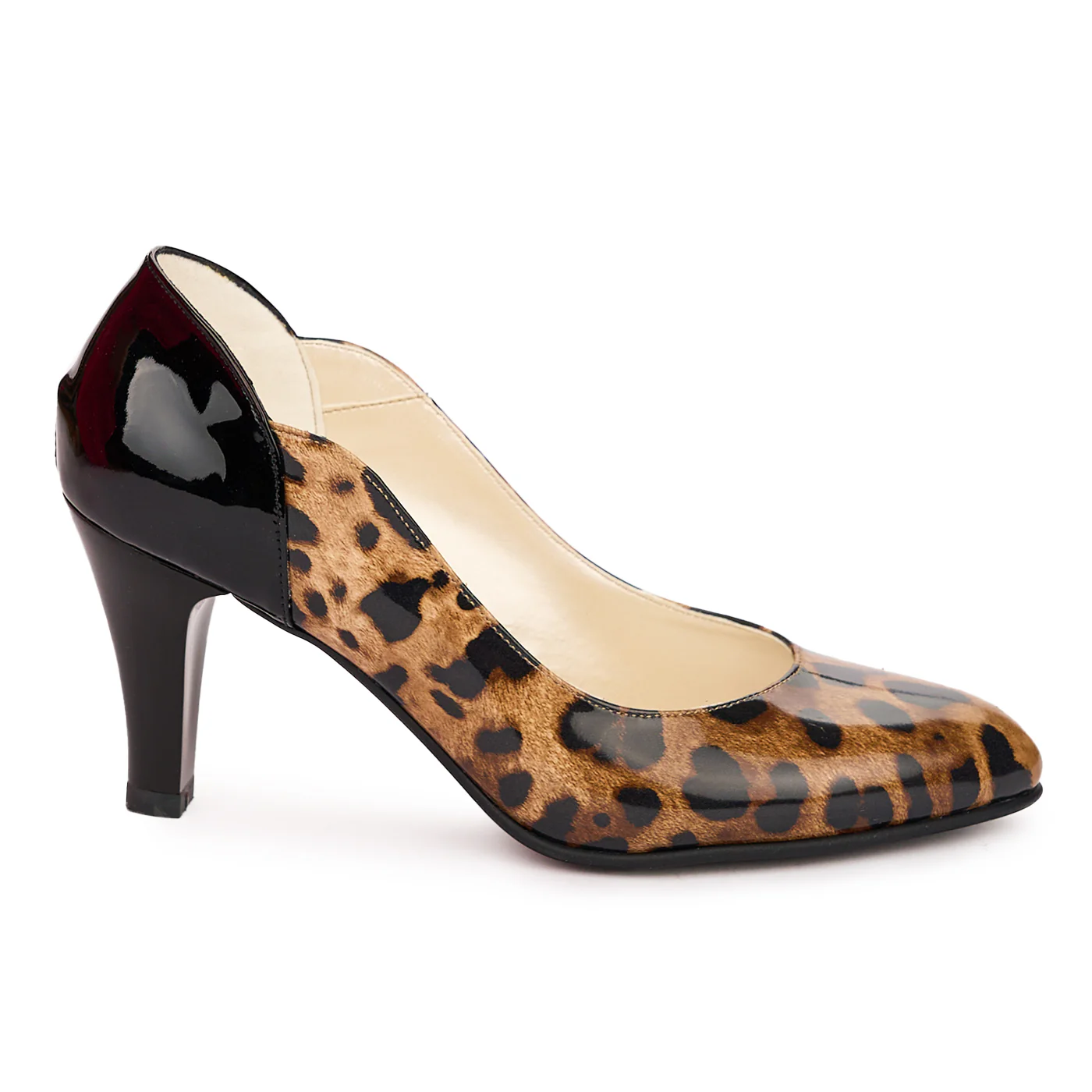 Pantofi dama din piele naturala multicolor cu toc gros 13760