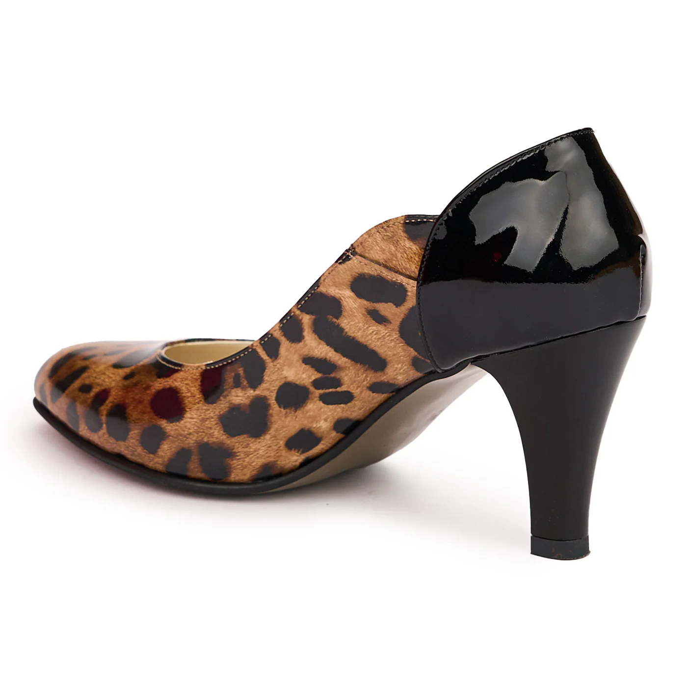 Pantofi dama din piele naturala multicolor cu toc gros 13760 - Image 2