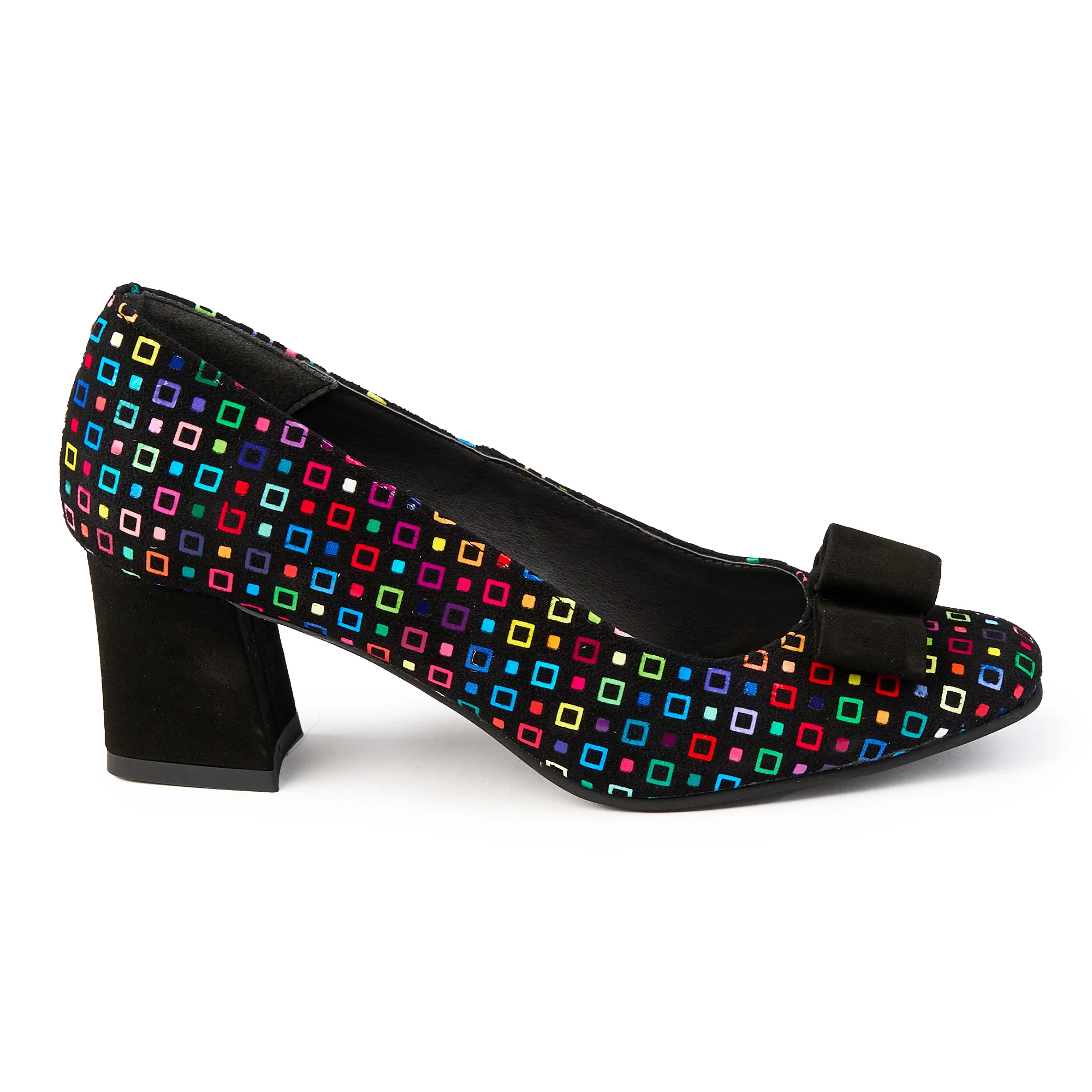 Pantofi dama din piele naturala multicolor cu toc gros 5.5 cm 14826