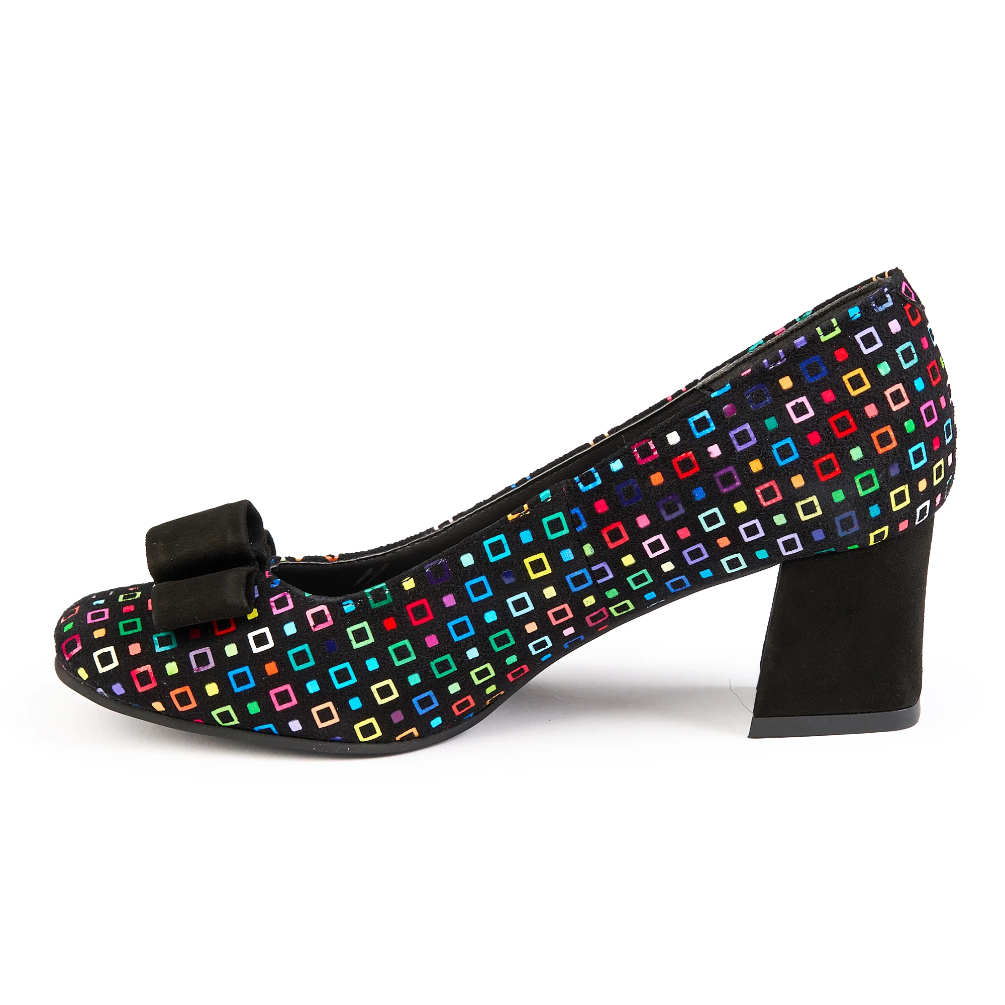 Pantofi dama din piele naturala multicolor cu toc gros 5.5 cm 14826 - Image 2