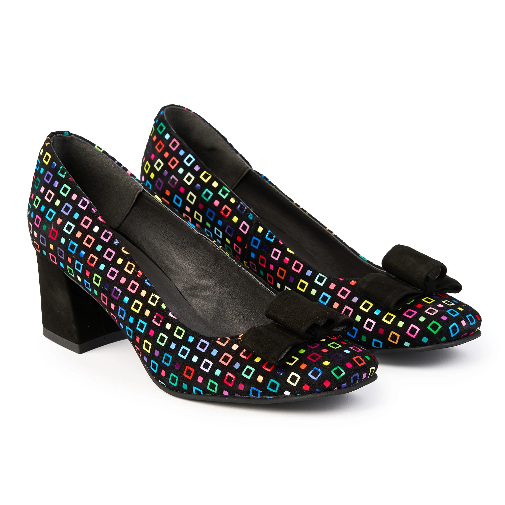 Pantofi dama din piele naturala multicolor cu toc gros 5.5 cm 14826 - Image 3