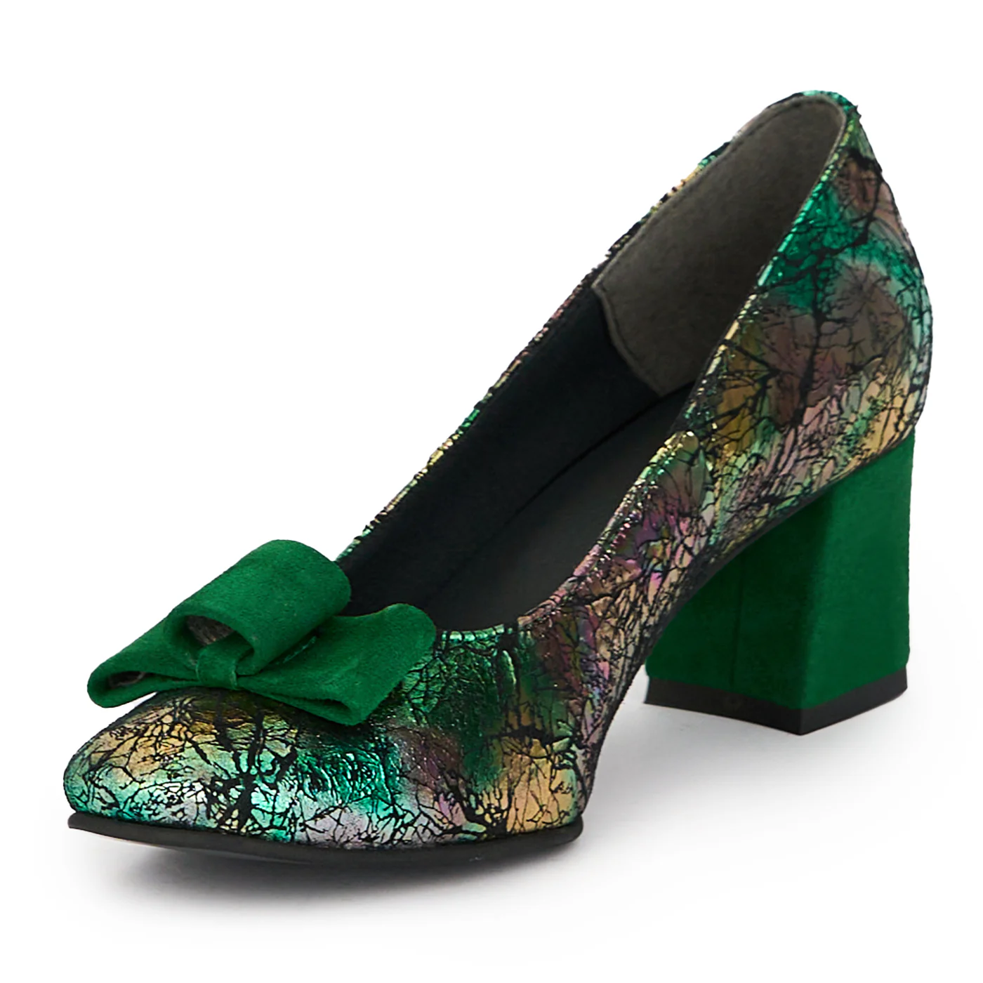 Pantofi dama din piele naturala multicolor cu toc gros 5.5 cm 15257 - Image 3