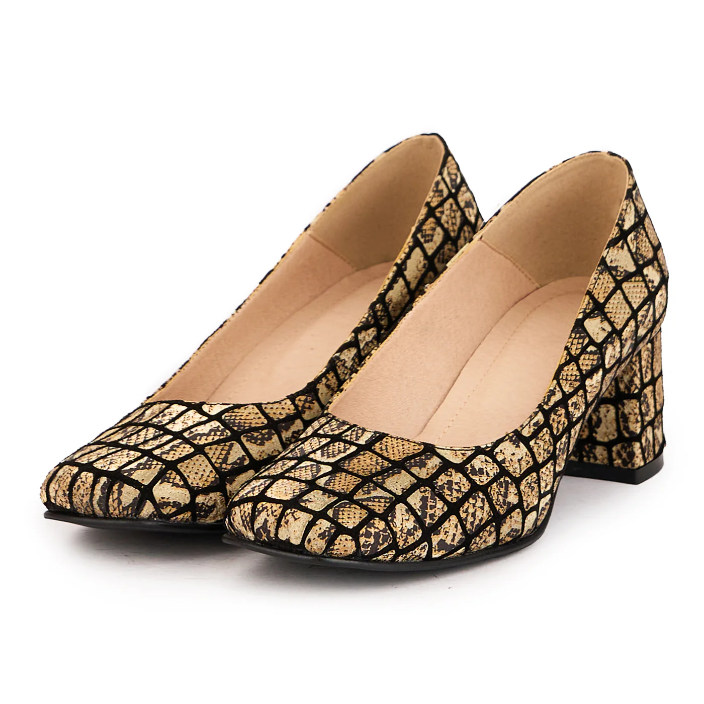 Pantofi dama din piele naturala multicolor cu toc gros 5.5 cm 16611 - Image 3