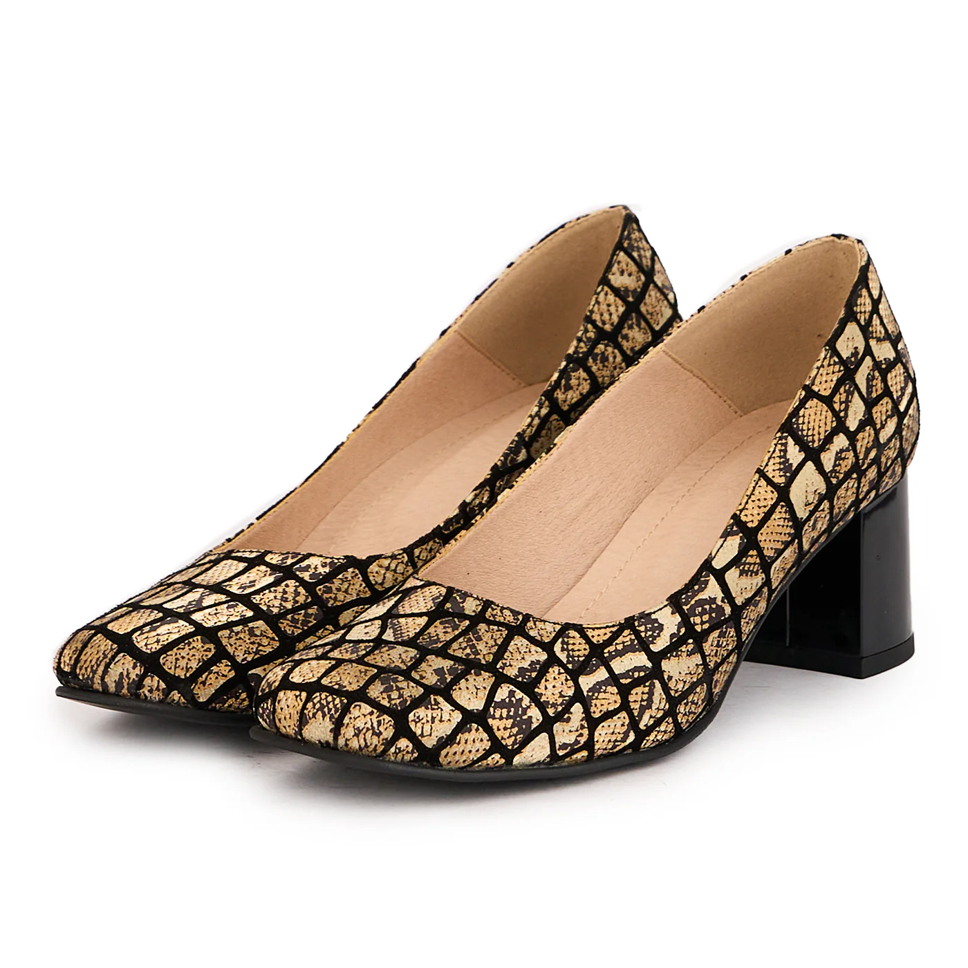 Pantofi dama din piele naturala multicolor cu toc gros 5.5 cm 16612 - Image 3