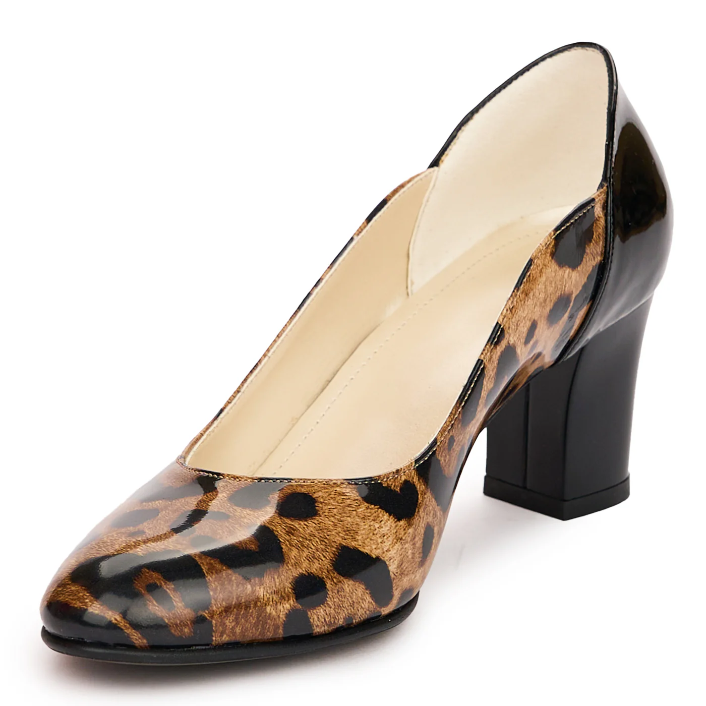 Pantofi dama din piele naturala multicolor cu toc gros 6.5 cm 13763 - Image 3
