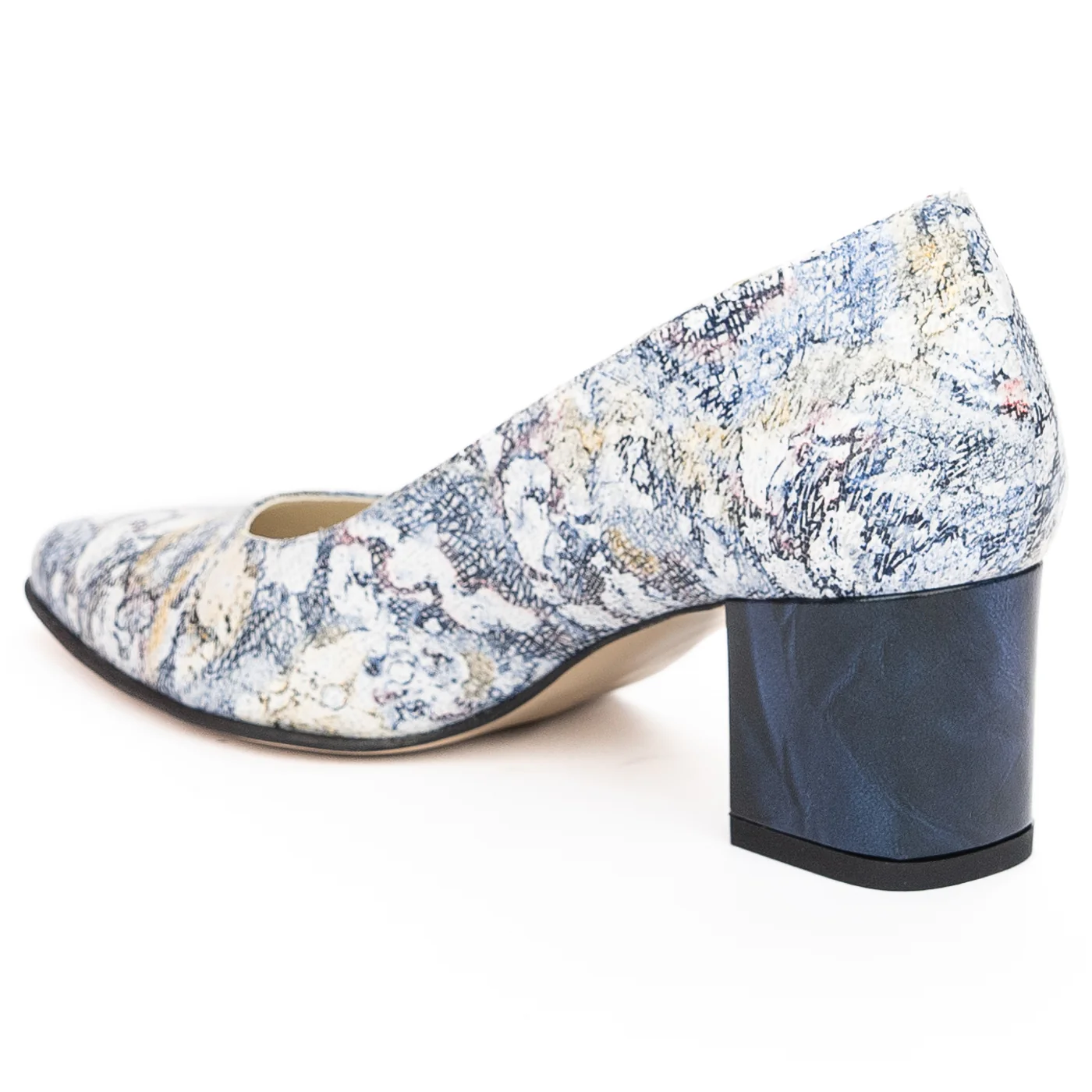 Pantofi dama din piele naturala multicolor cu toc gros 6 cm 13941 - Image 2