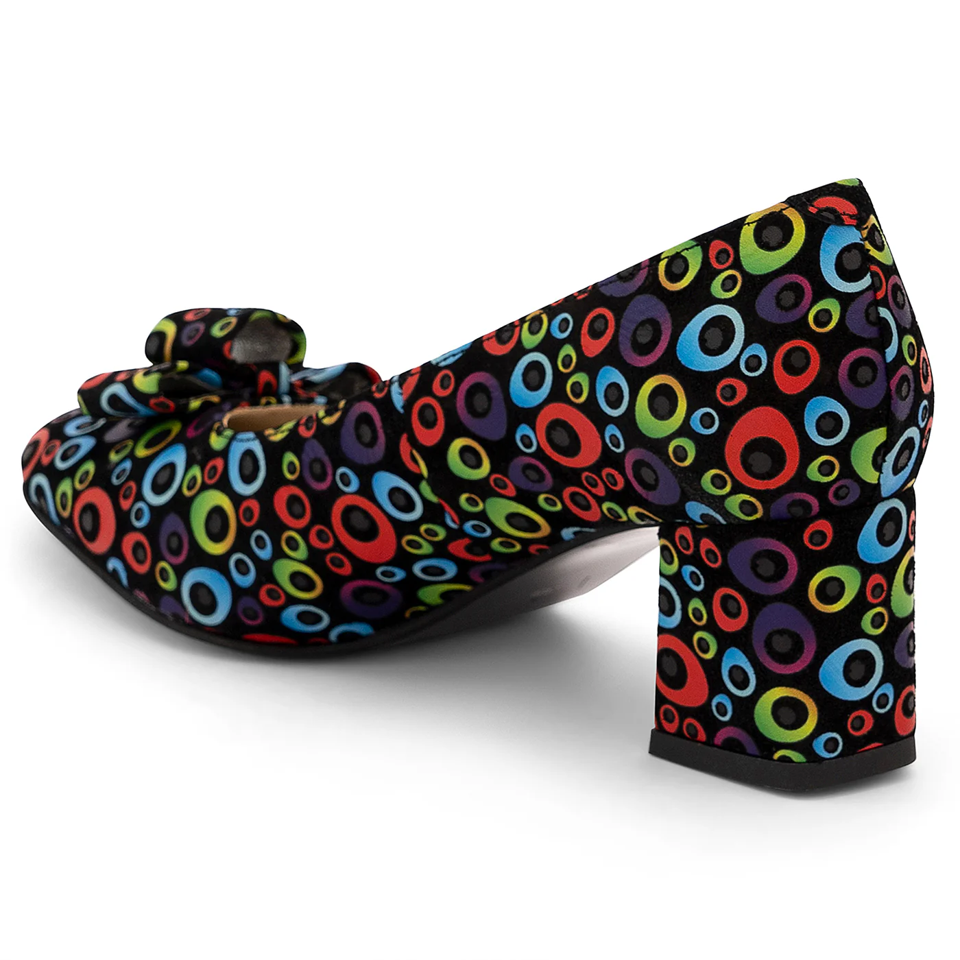 Pantofi dama din piele naturala multicolor cu toc gros 6 cm 14184 - Image 2