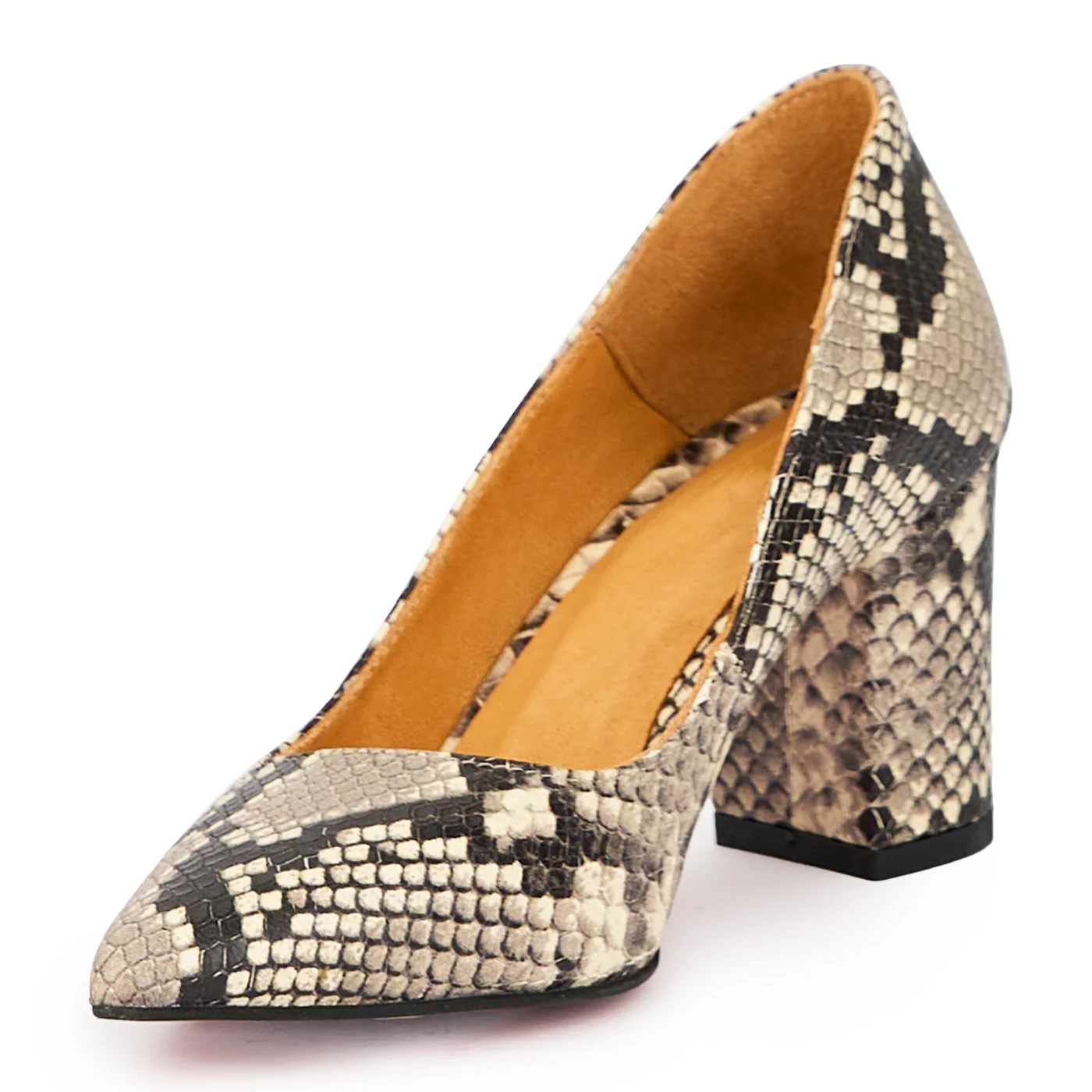 Pantofi dama din piele naturala multicolor cu toc gros 6 cm 15745 - Image 3
