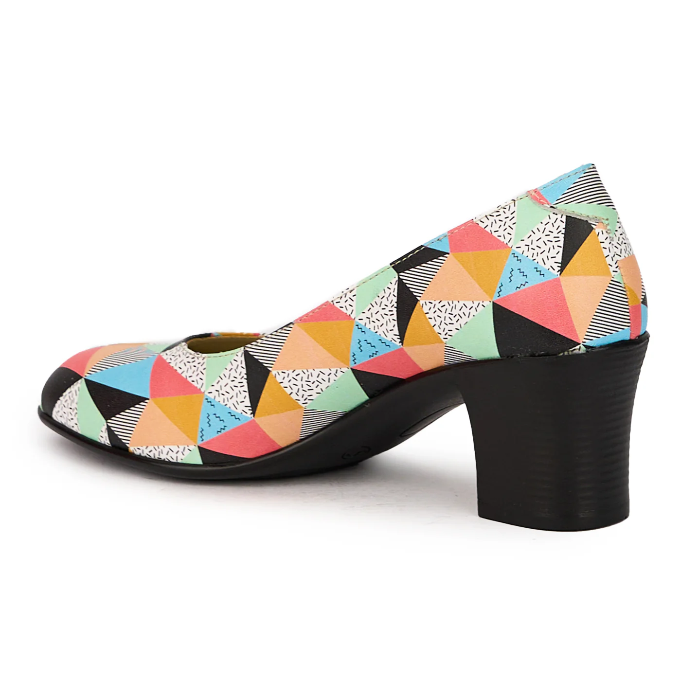 Pantofi dama din piele naturala multicolor cu toc gros 6 cm 15958 - Image 2