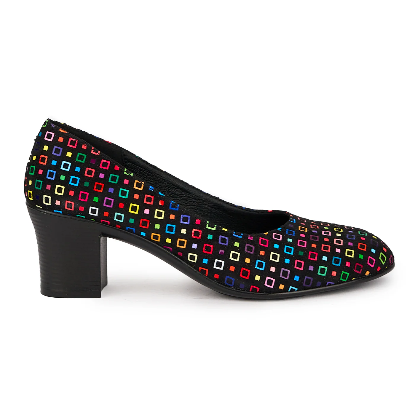 Pantofi dama din piele naturala multicolor cu toc gros 6 cm 15993
