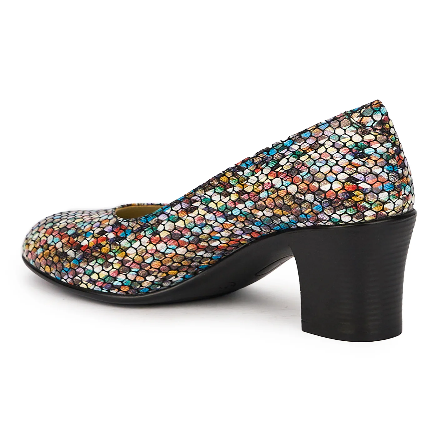 Pantofi dama din piele naturala multicolor cu toc gros 6 cm 15997 - Image 2