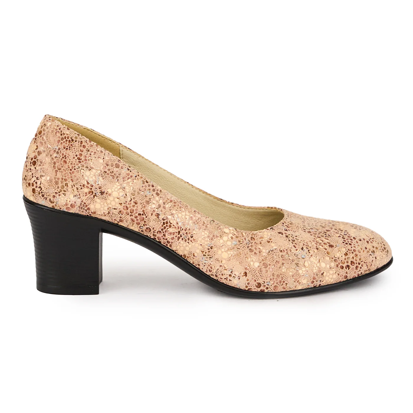 Pantofi dama din piele naturala multicolor cu toc gros 6 cm 16035