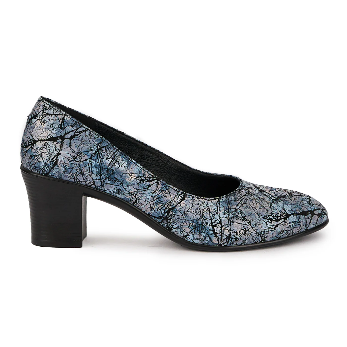 Pantofi dama din piele naturala multicolor cu toc gros 6 cm 16037