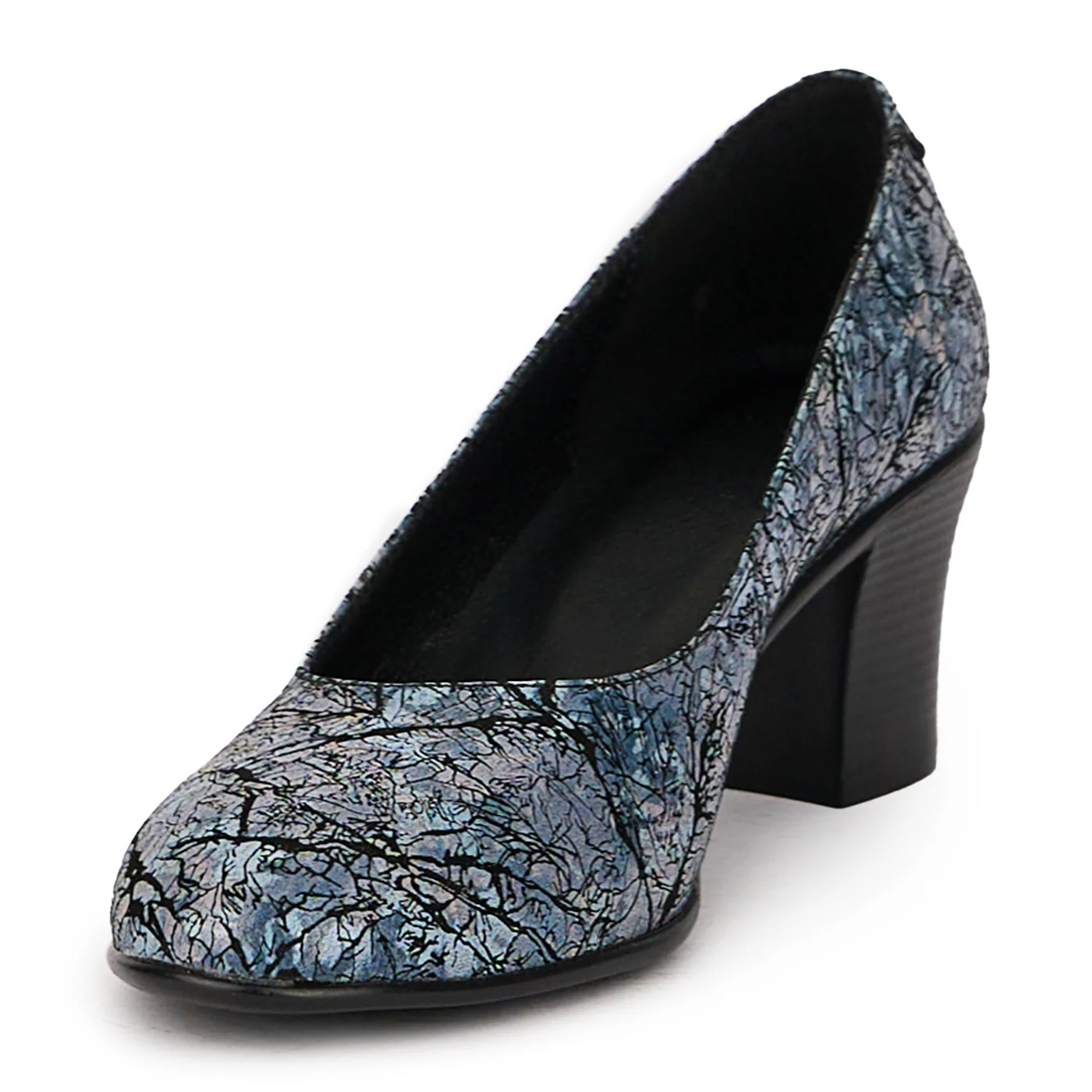 Pantofi dama din piele naturala multicolor cu toc gros 6 cm 16037 - Image 3