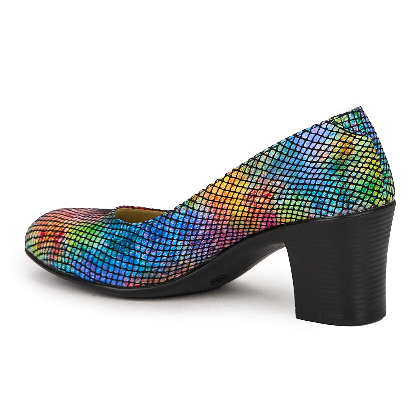 Pantofi dama din piele naturala multicolor cu toc gros 6 cm 16040 - Image 2