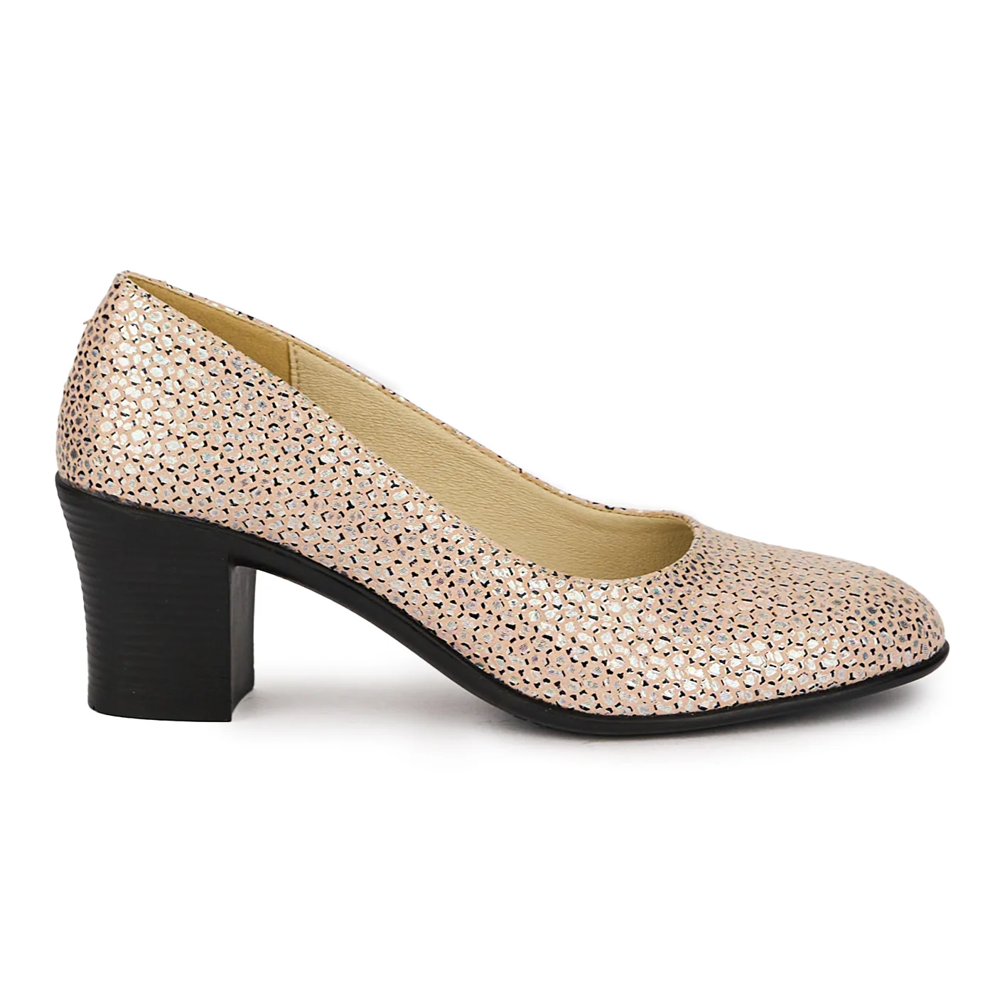 Pantofi dama din piele naturala multicolor cu toc gros 6 cm 16046