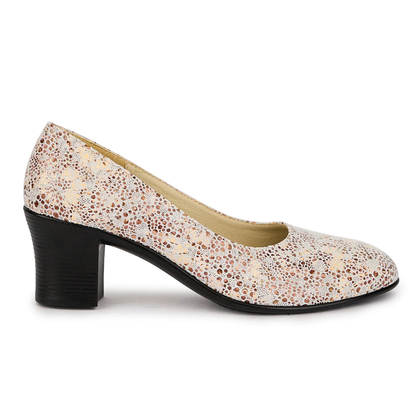Pantofi dama din piele naturala multicolor cu toc gros 6 cm 16049