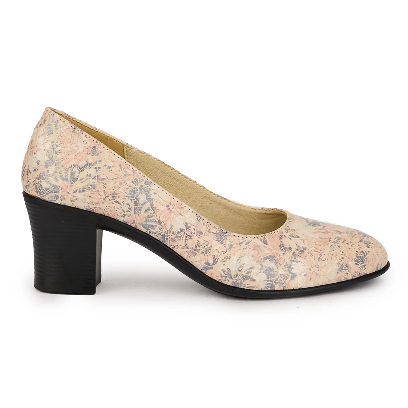 Pantofi dama din piele naturala multicolor cu toc gros 6 cm 16050