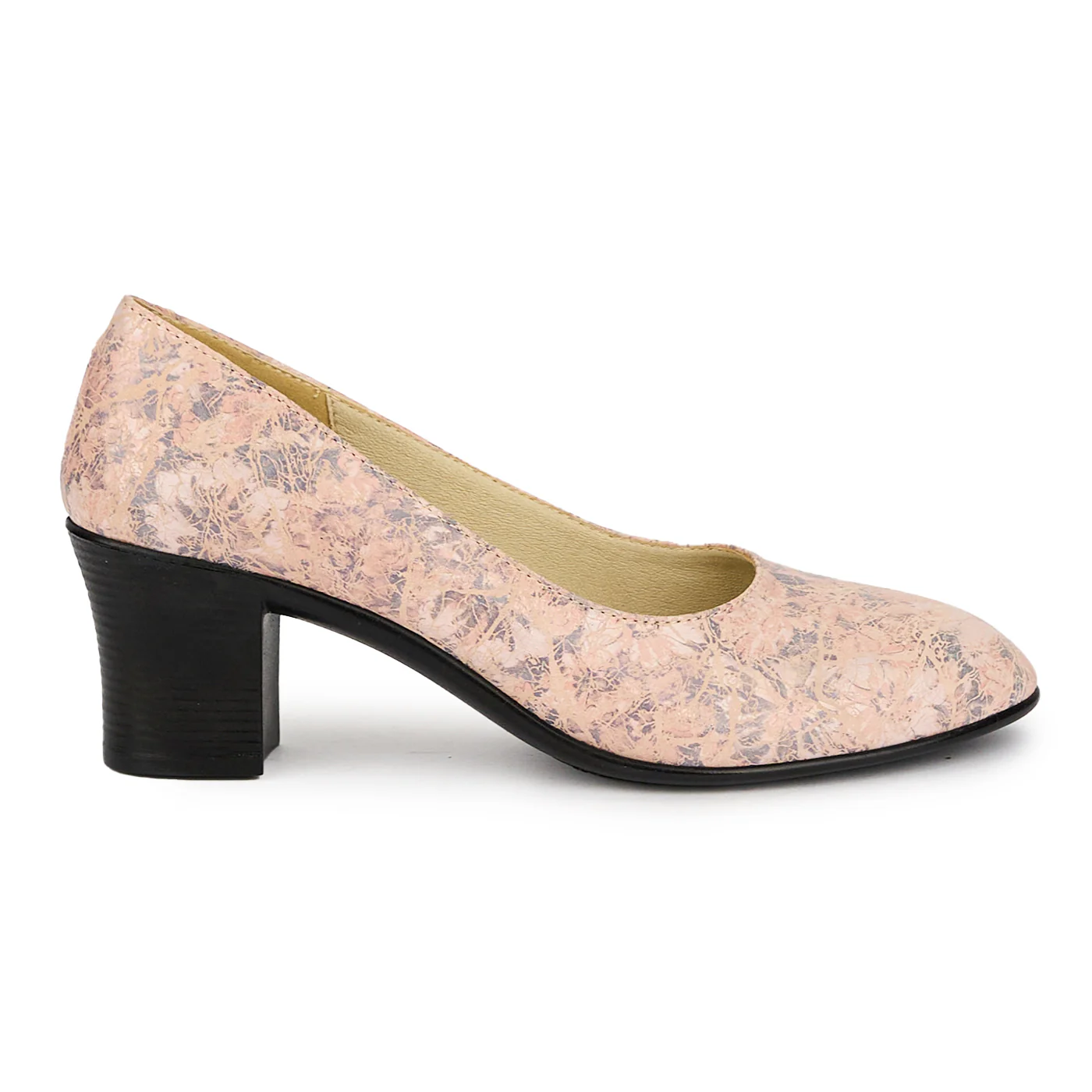 Pantofi dama din piele naturala multicolor cu toc gros 6 cm 16051