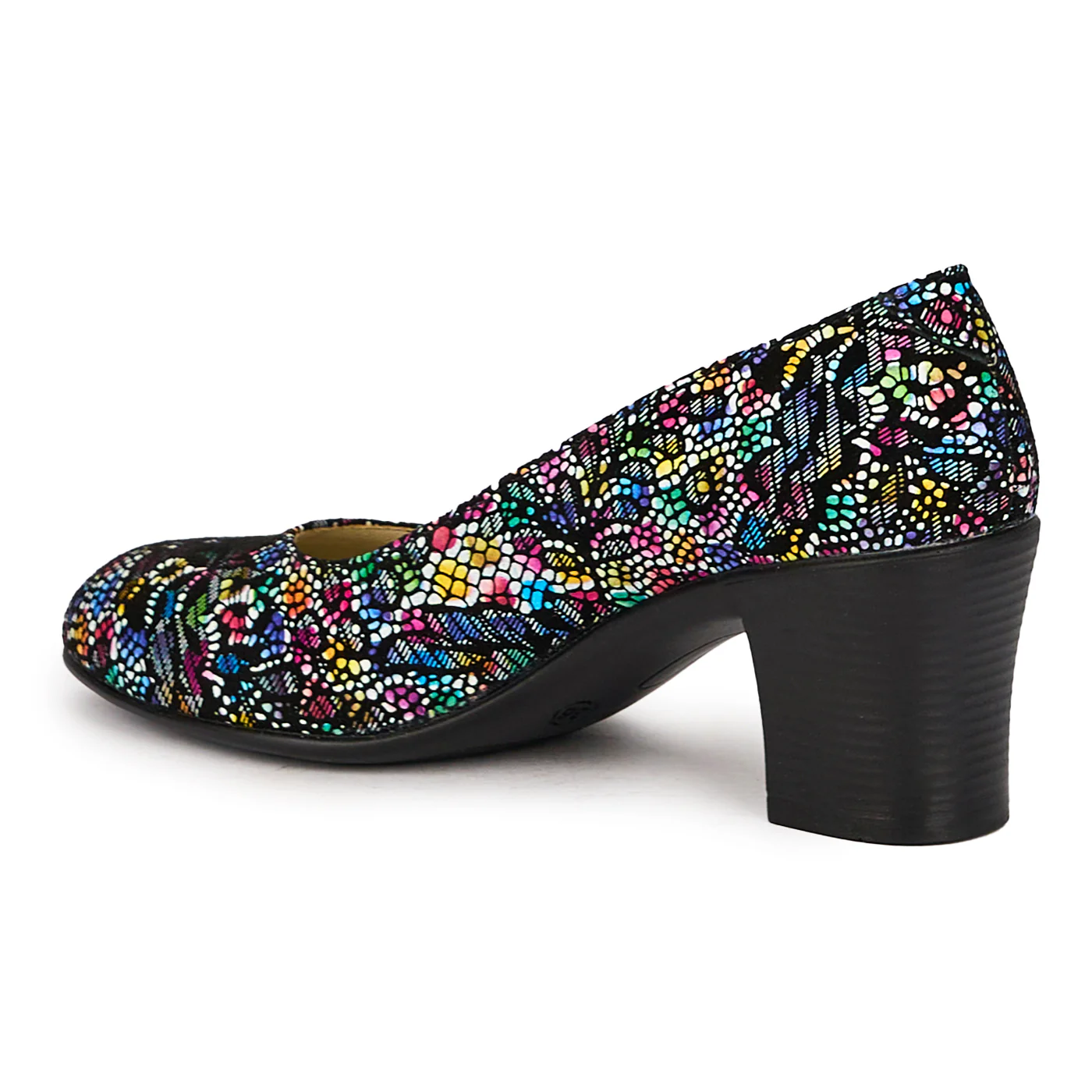 Pantofi dama din piele naturala multicolor cu toc gros 6 cm 16053 - Image 2