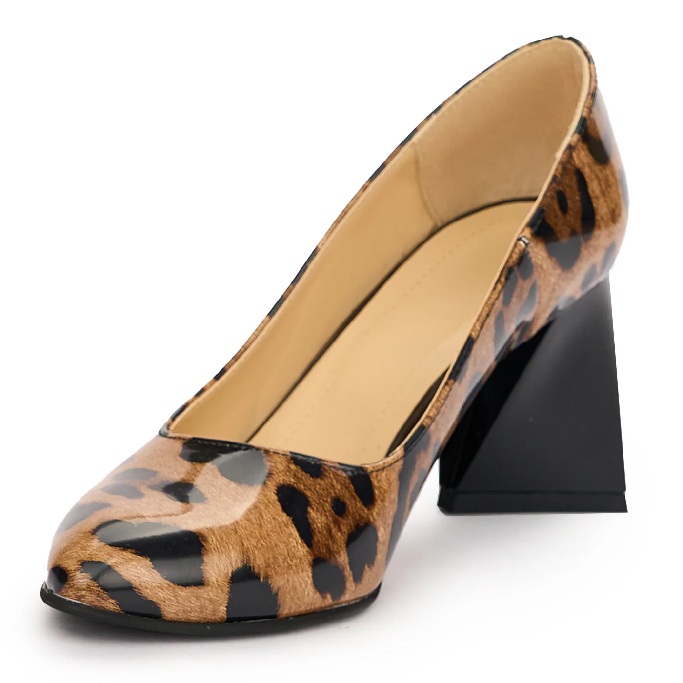 Pantofi dama din piele naturala multicolor cu toc gros 7.5 cm 13746 - Image 3